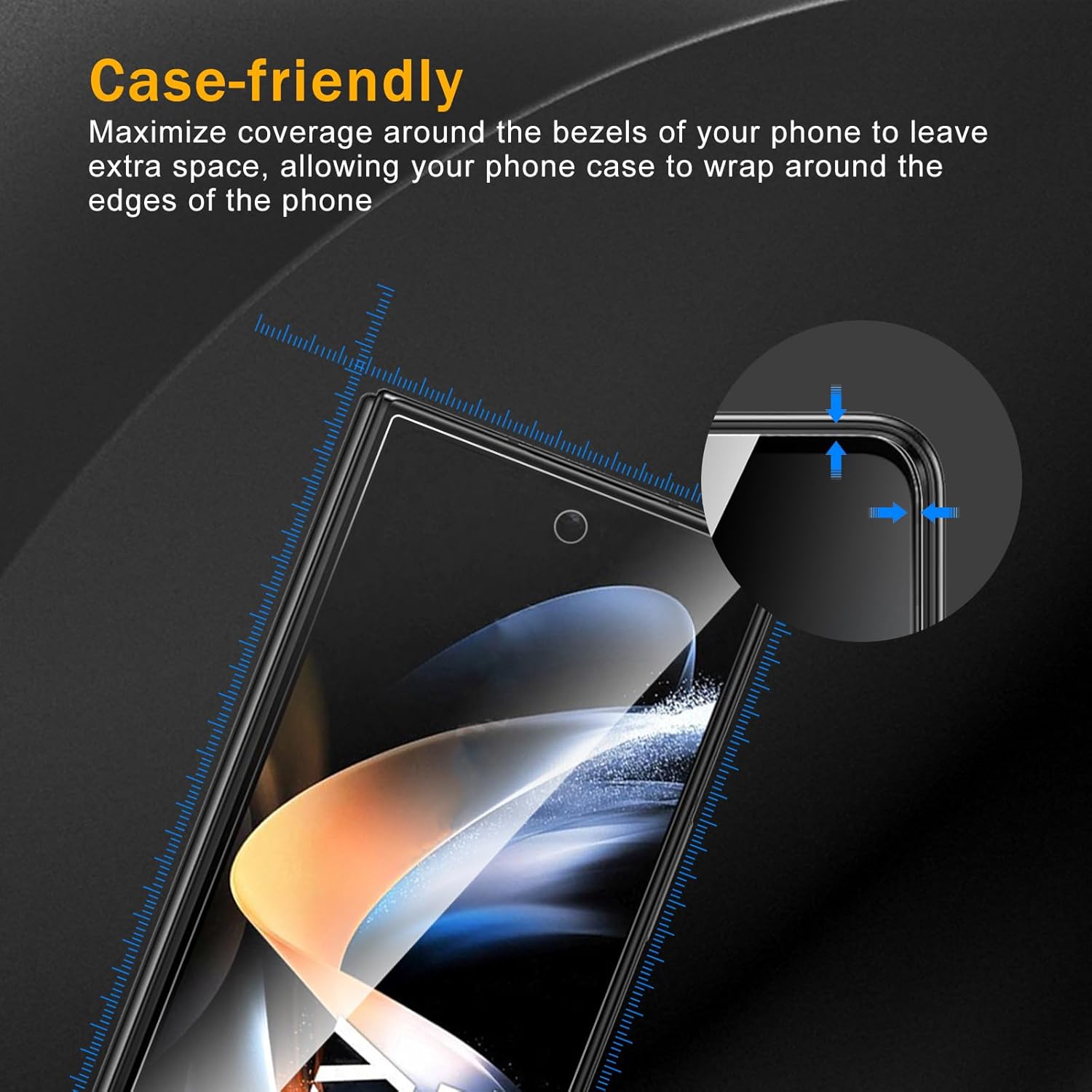 3 Pack Privacy Screen Protector for Samsung Galaxy Z Fold 4, Anti Spy Tempered Glass 9H Hardness, Black Protector Anti Spy, Bubble Free, Anti-Scratch