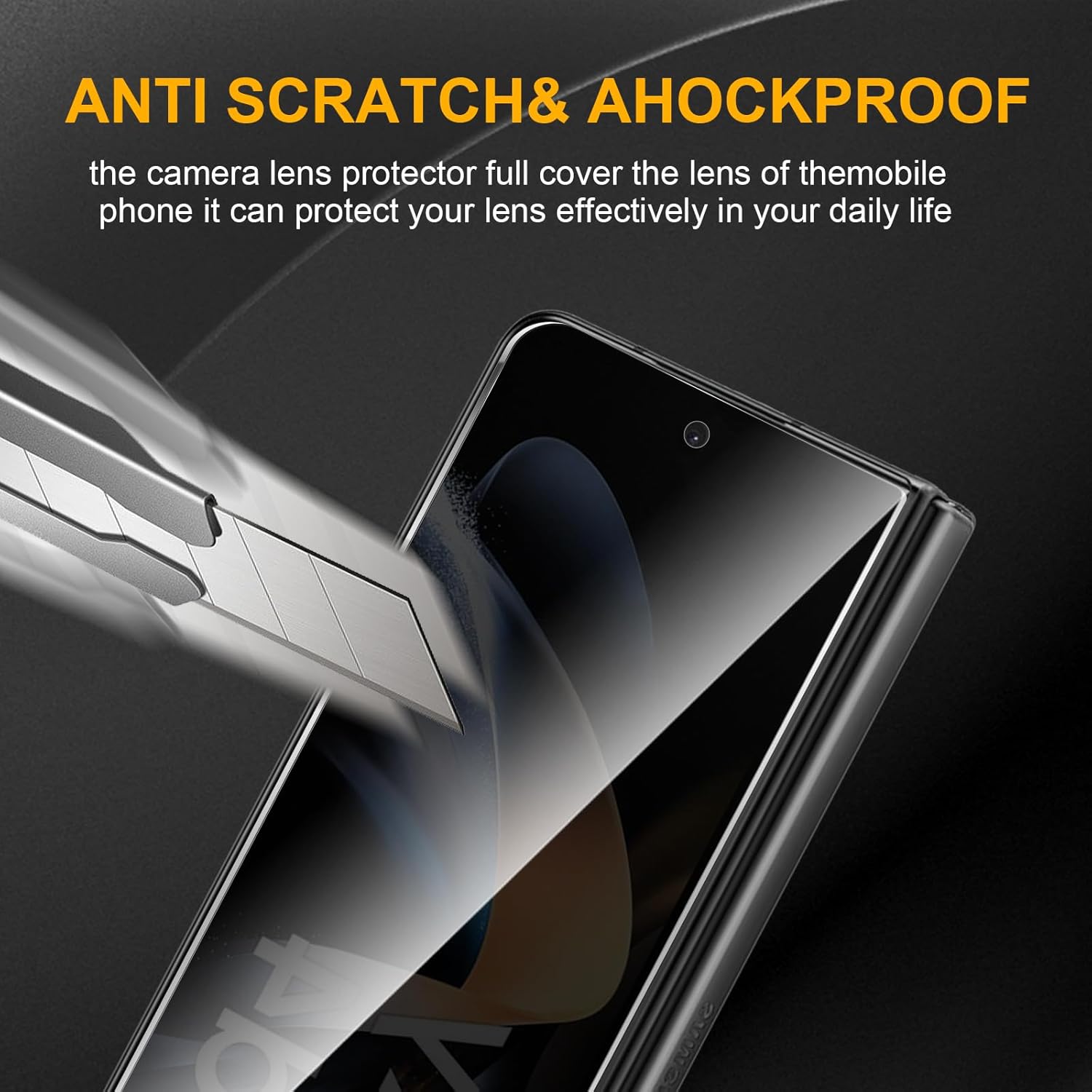 3 Pack Privacy Screen Protector for Samsung Galaxy Z Fold 4, Anti Spy Tempered Glass 9H Hardness, Black Protector Anti Spy, Bubble Free, Anti-Scratch