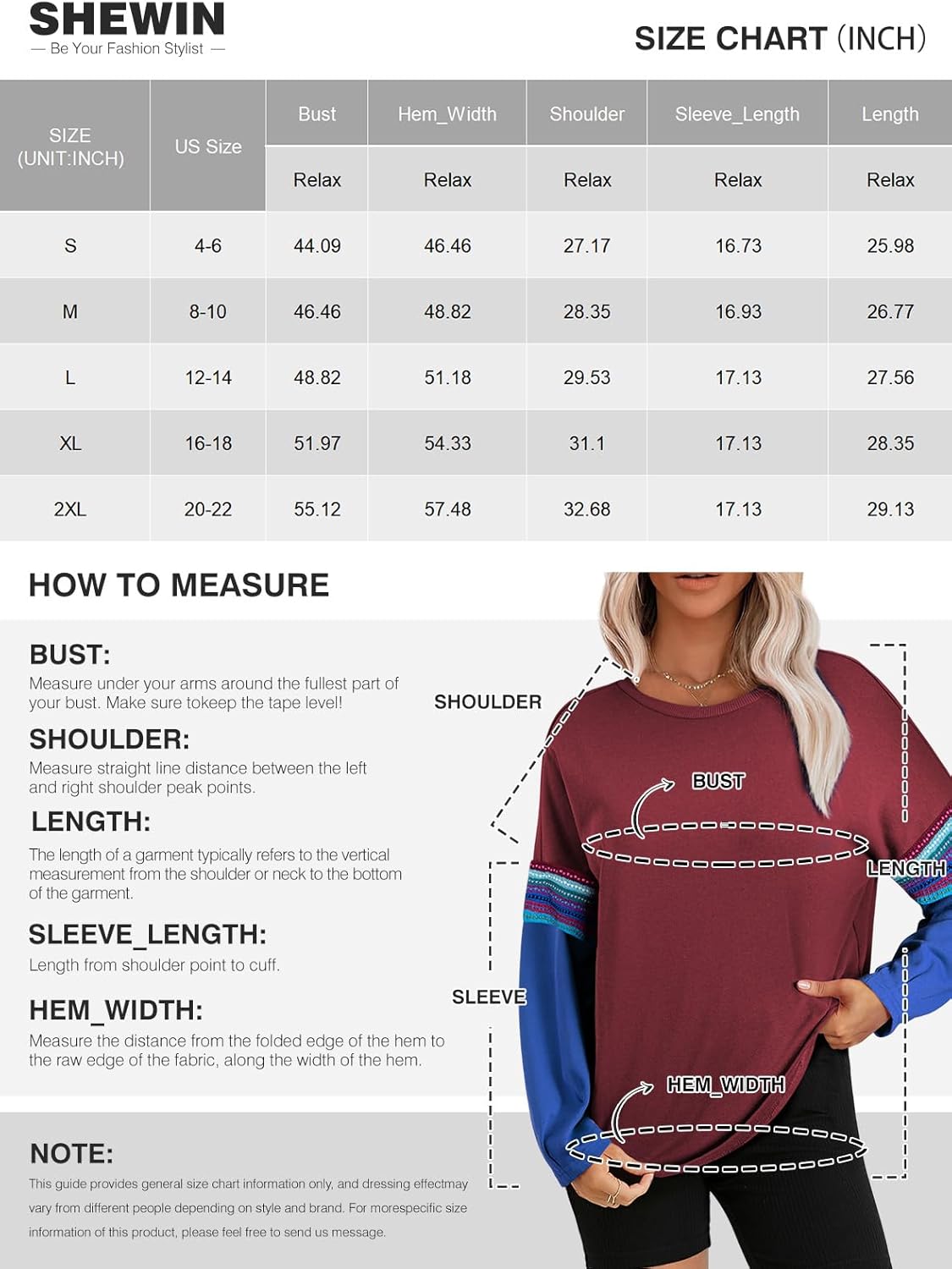 SHEWIN Damen-Sweatshirt, lässig, langärmlig, Rundhalsausschnitt, Farbblock-Pullover, Hemden und Oberteile