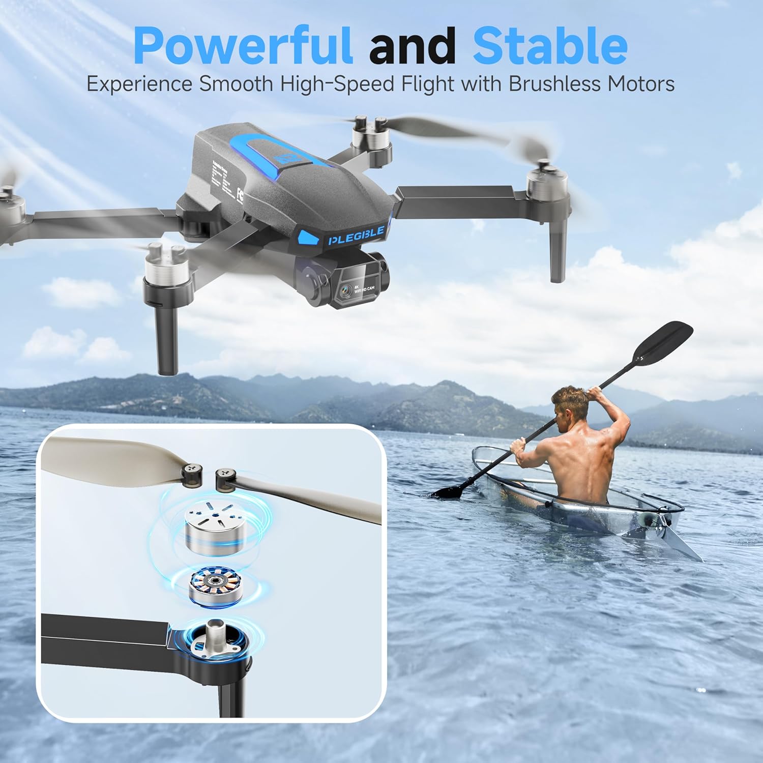 Drones con cámara para adultos 4K, dron con motor sin escobillas para niños principiantes, cuadricóptero RC plegable FPV con 3 baterías, tiempo de vuelo de 45 minutos de duración, alerta de pérdida fuera de alcance, juguetes y regalos para hombres y niños