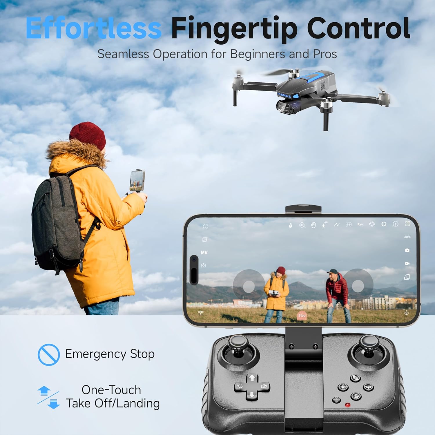 Drones con cámara para adultos 4K, dron con motor sin escobillas para niños principiantes, cuadricóptero RC plegable FPV con 3 baterías, tiempo de vuelo de 45 minutos de duración, alerta de pérdida fuera de alcance, juguetes y regalos para hombres y niños