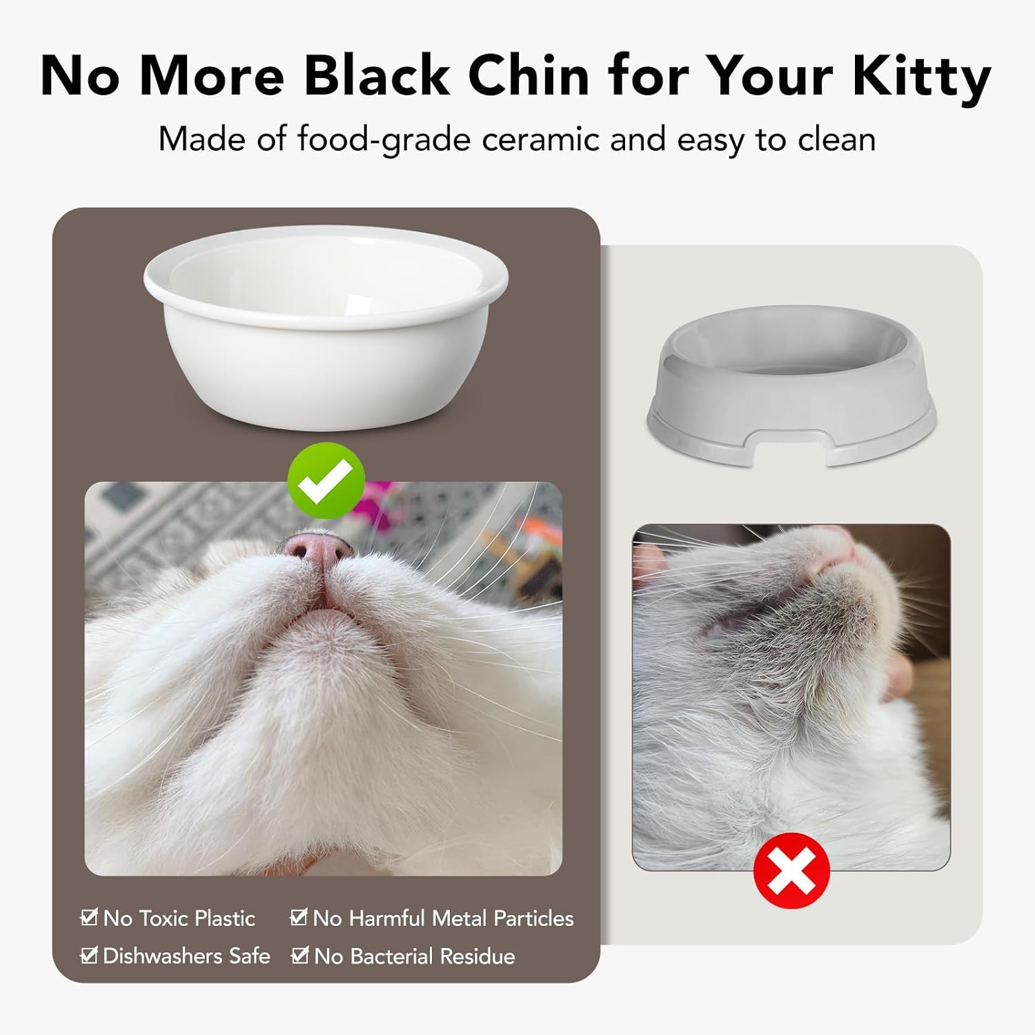 Cat Food Bowl Ceramic Elevated Cat Bowls 15° Raised Cat Bowl for Indoor Cats  Small Dogs Natural Bamboo Whisker Fatigue Cat Bowl, Anti Vomitting Cat Food and Water Bowl Set, Dishwasher Safe · v2
