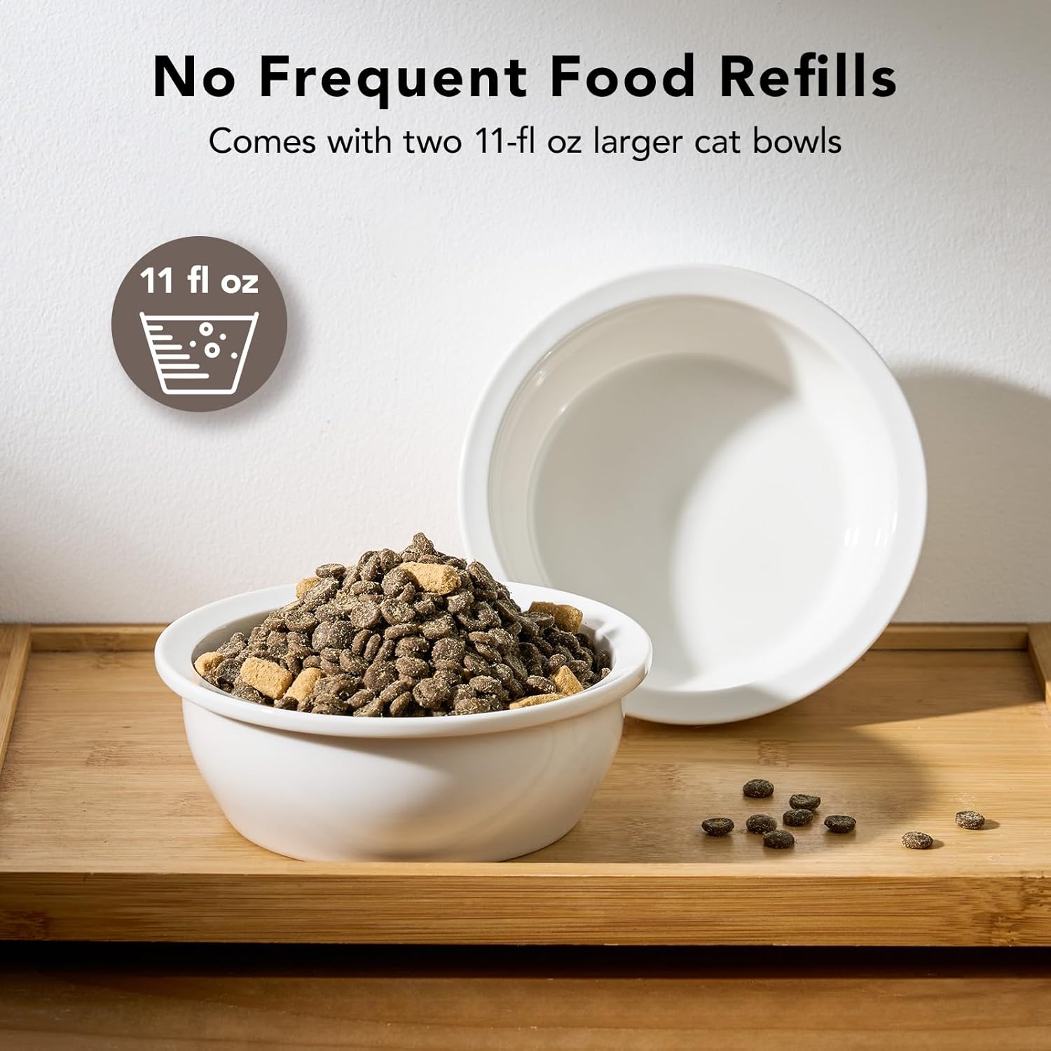Cat Food Bowl Ceramic Elevated Cat Bowls 15° Raised Cat Bowl for Indoor Cats  Small Dogs Natural Bamboo Whisker Fatigue Cat Bowl, Anti Vomitting Cat Food and Water Bowl Set, Dishwasher Safe · v2