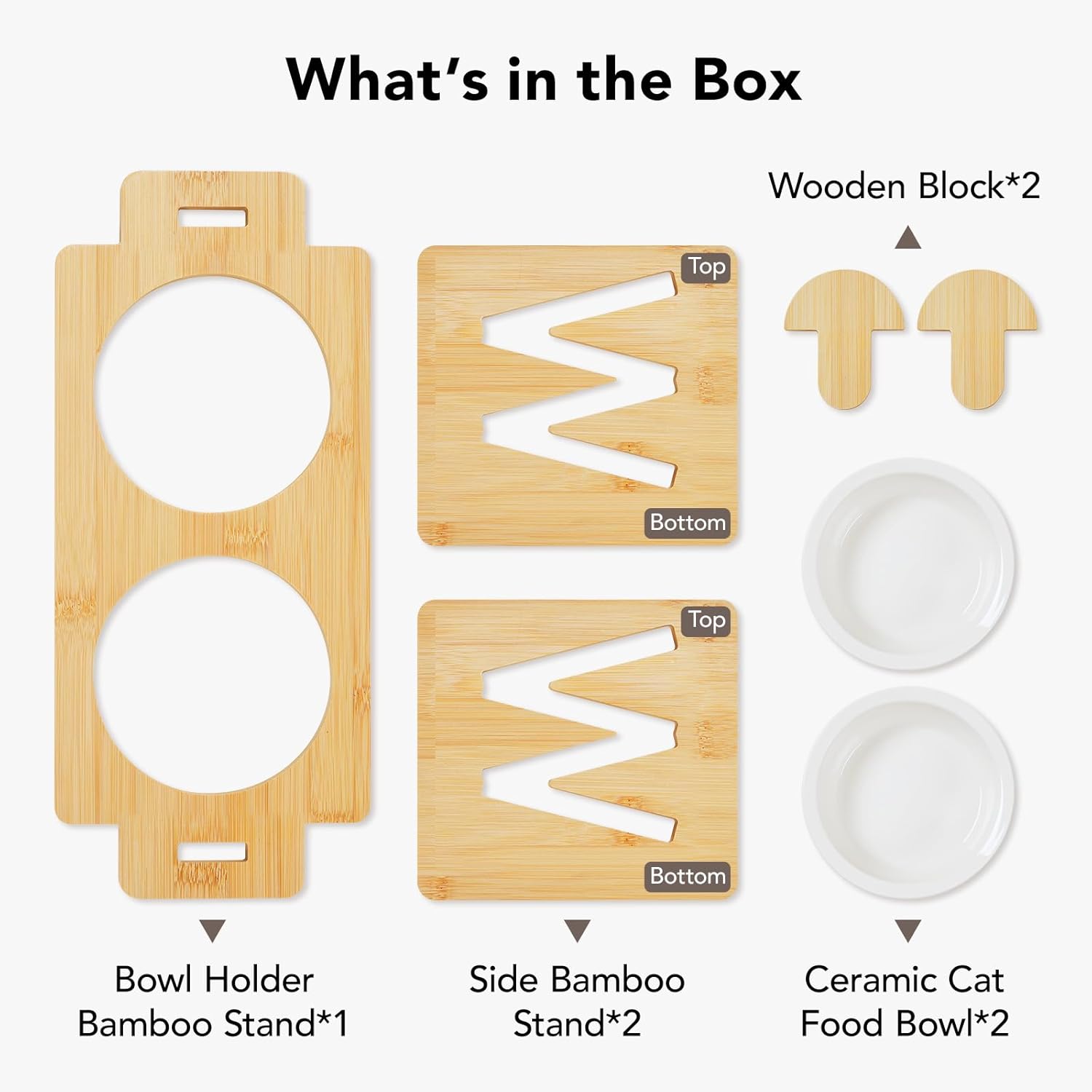 Cat Food Bowl Ceramic Elevated Cat Bowls 15° Raised Cat Bowl for Indoor Cats  Small Dogs Natural Bamboo Whisker Fatigue Cat Bowl, Anti Vomitting Cat Food and Water Bowl Set, Dishwasher Safe · v2