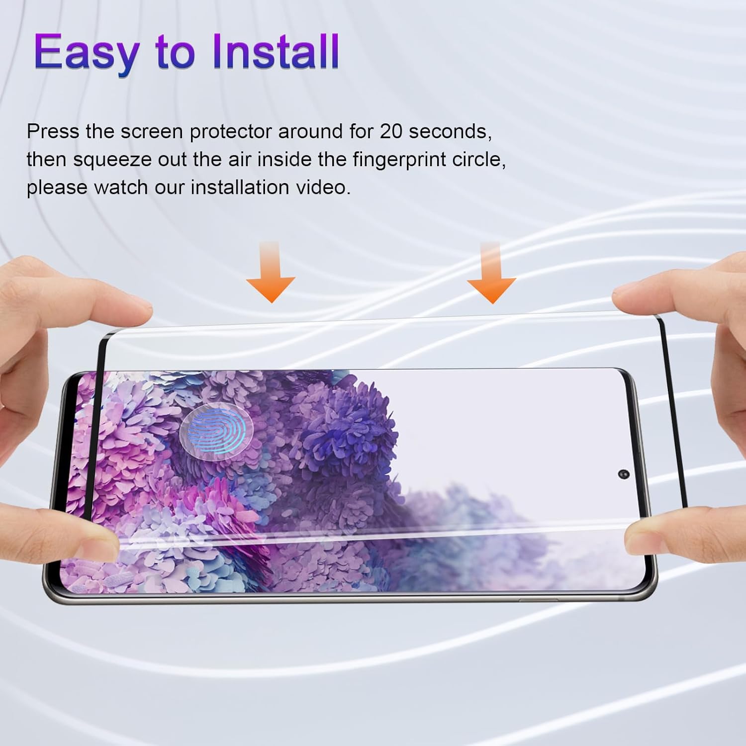 for Samsung S20 Tempered Glass Screen Protector, [2 PACK][Recognizable Fingerprint][9H Hardness][Bubble Free][Anti-scratch] Screen Protective Film for Samsung Galaxy S20