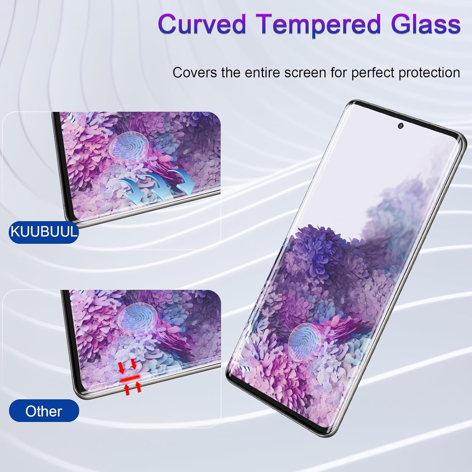 for Samsung S20 Tempered Glass Screen Protector, [2 PACK][Recognizable Fingerprint][9H Hardness][Bubble Free][Anti-scratch] Screen Protective Film for Samsung Galaxy S20
