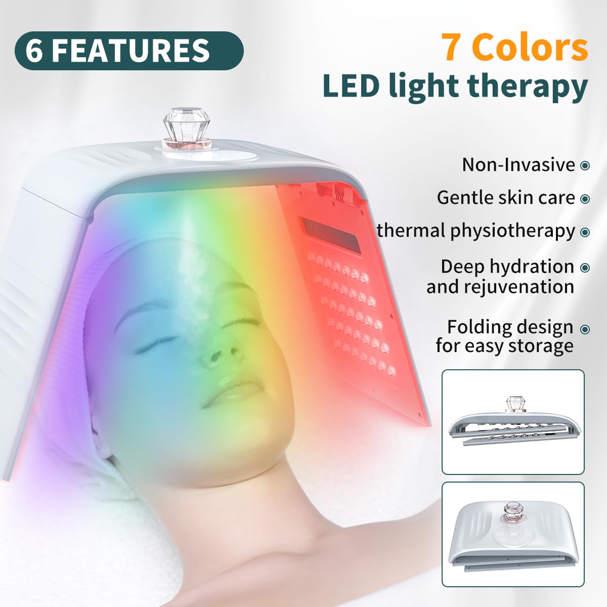 Red Therapy Light 7 Color Light Face Mask with Spray Function Machine for Facial Skin Care