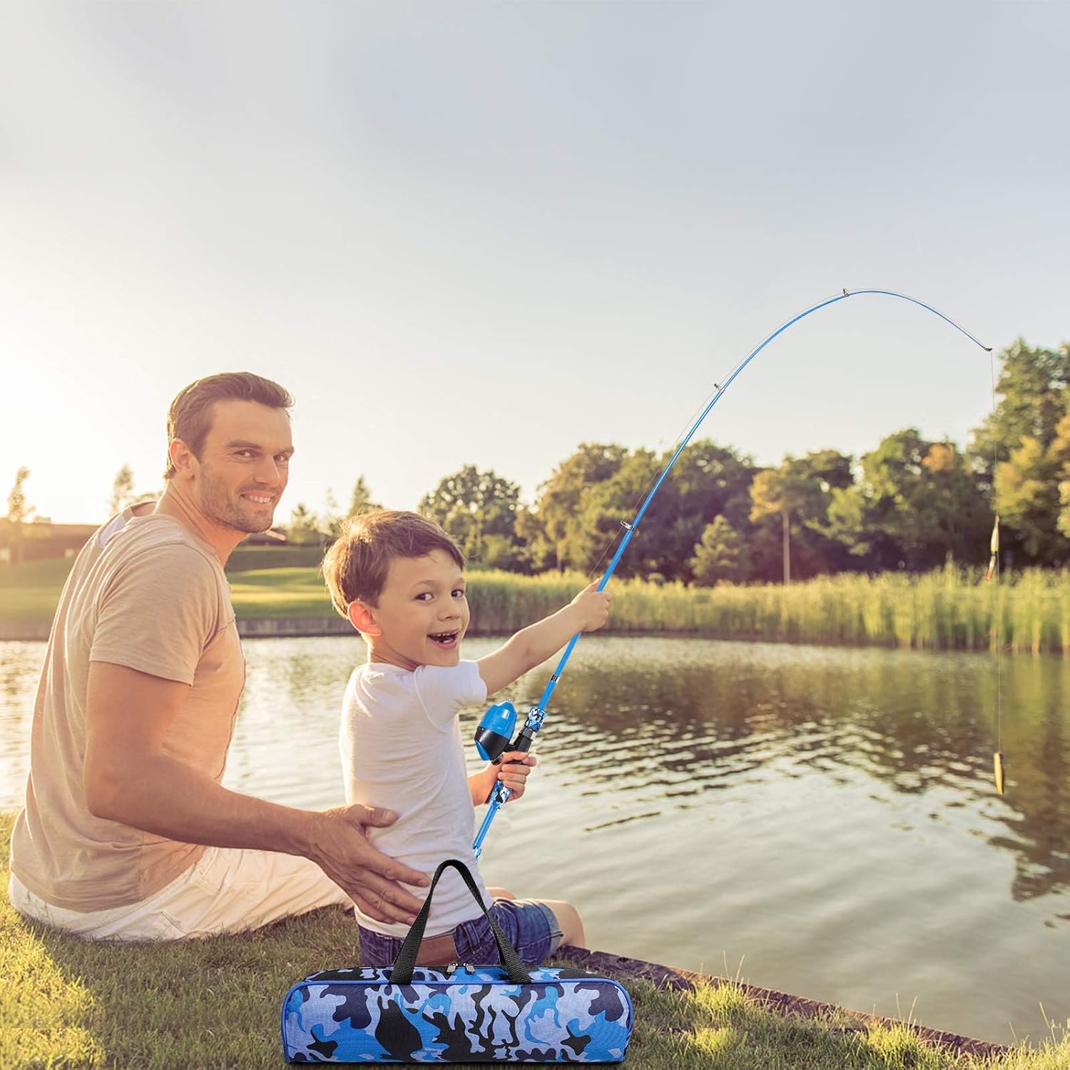 Kids Fishing Pole - Telescopic Fishing Rod and Reel Combo Kit - Fishing Gear, Fishing Lures, Carry On Bag, 70 Set Fully Fishing Equipment - for Boys, Girls, Youth · v3