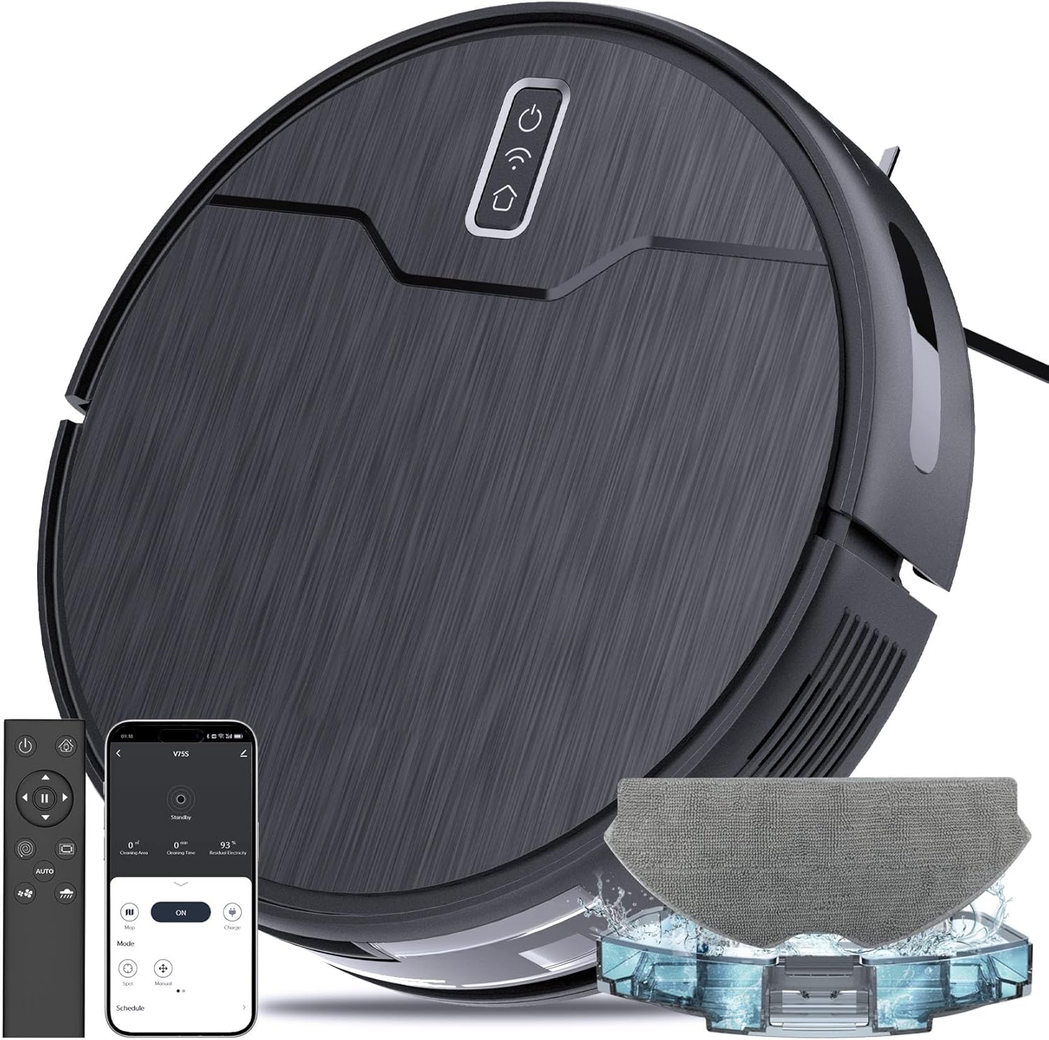 Kombination aus Saugroboter und Wischmopp, Roboter-Staubsauger, 6 Reinigungsmodi, großer Wassertank-Mülleimer, Selbstaufladung, WiFi/App/Alexa, ideal für Hartböden, Teppiche, Tierhaare