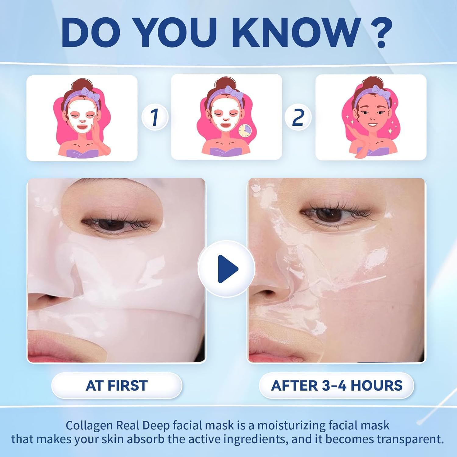 Deep Collagen Overnight Mask,Collagen Face Mask,Bio-Collagen Real Deep Mask,Korean Collagen Films Facial Hydrogel Mask,Deep Collagen Anti Wrinkle Firming Lifting Mask for Face(4pcs/1 Box) · v3