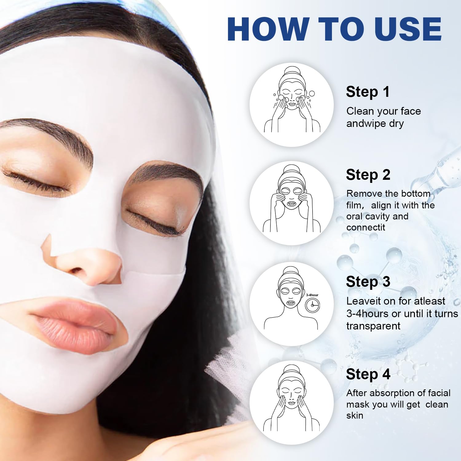 Deep Collagen Overnight Mask,Collagen Face Mask,Bio-Collagen Real Deep Mask,Korean Collagen Films Facial Hydrogel Mask,Deep Collagen Anti Wrinkle Firming Lifting Mask for Face(4pcs/1 Box) · v3