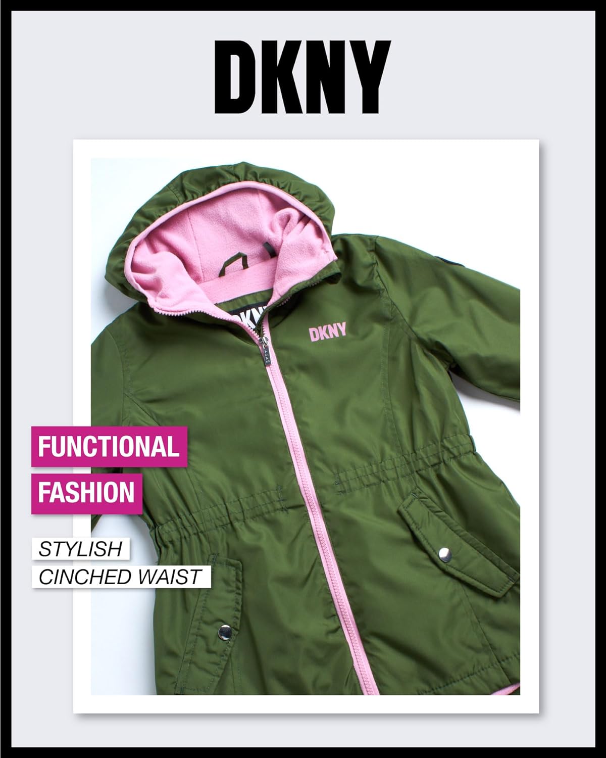 DKNY Girls Jacket - Lightweight Polar Fleece Lined Anorak Jacket - Weather Resistant Coat for Girls (4-16)