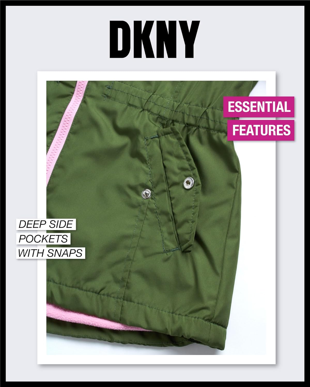 DKNY Girls Jacket - Lightweight Polar Fleece Lined Anorak Jacket - Weather Resistant Coat for Girls (4-16)
