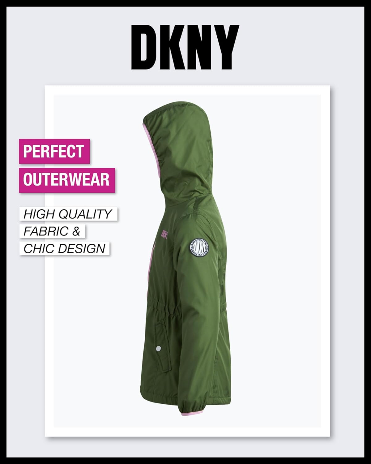 DKNY Girls Jacket - Lightweight Polar Fleece Lined Anorak Jacket - Weather Resistant Coat for Girls (4-16)