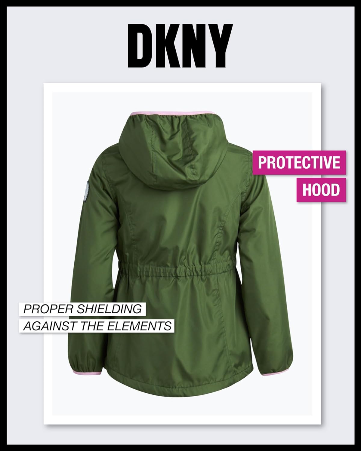 DKNY Girls Jacket - Lightweight Polar Fleece Lined Anorak Jacket - Weather Resistant Coat for Girls (4-16)