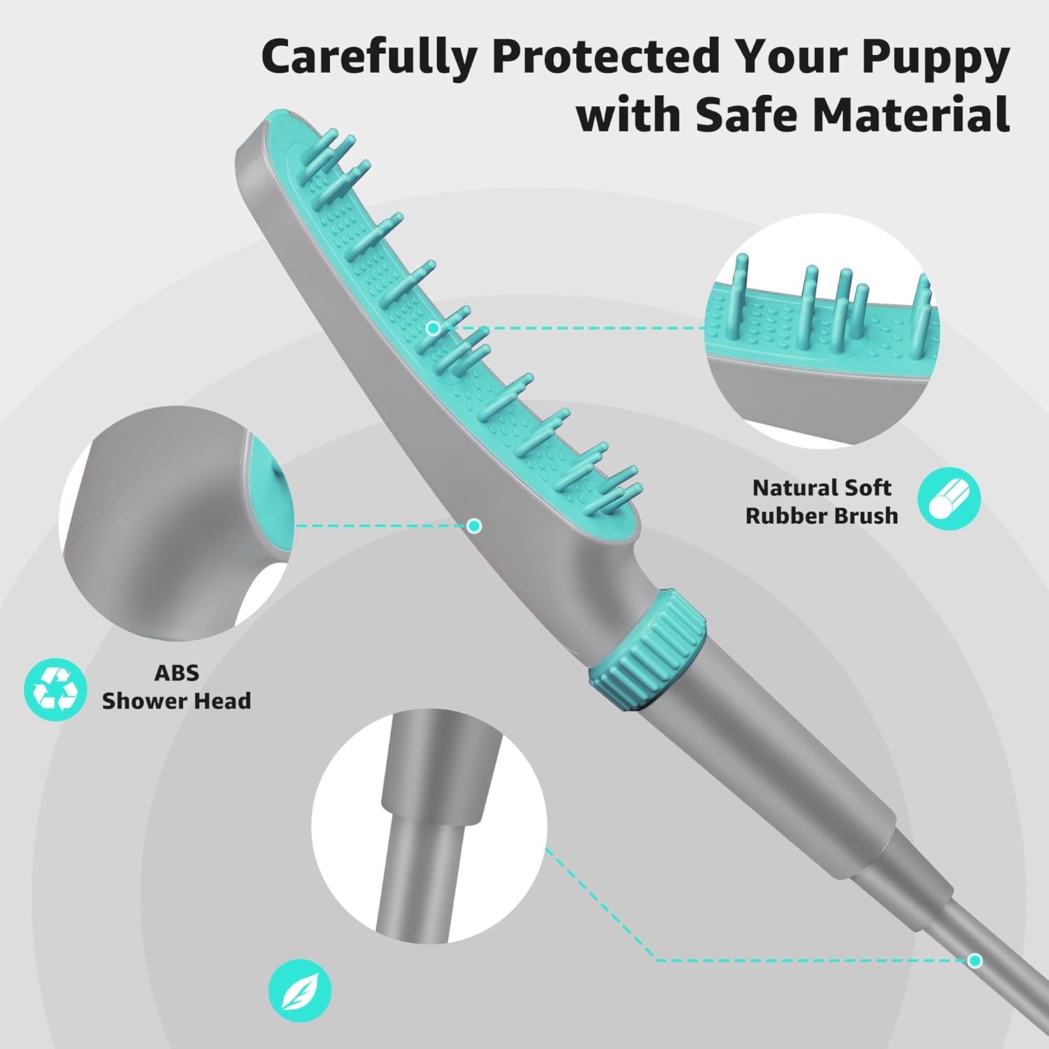 Dog Shower Head, 4 Modes Dog Washing Shower Attachment, Dog Shower Sprayer with 79 Hose  Rubber Soft Brush Pet Bathing amp; Grooming Supplies for Pets (Light Grey)