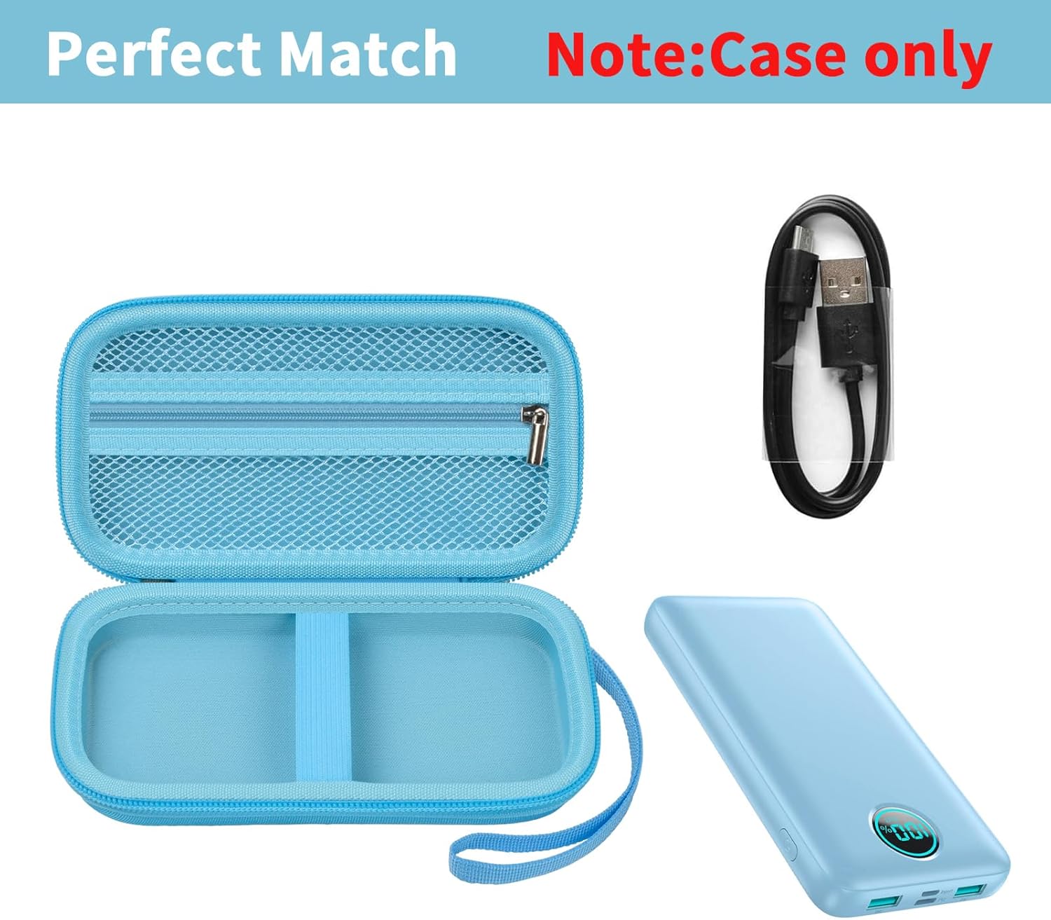 Etui podróżne kompatybilne z LOVELEDI dla POIYTL dla IAPOS dla SABANI dla OHOVIV dla RGVOTA dla Pxwaxpy do przenośnej ładowarki FOCHEW Power Bank, uchwyt do szybkiego ładowania akumulatora (niebieski)