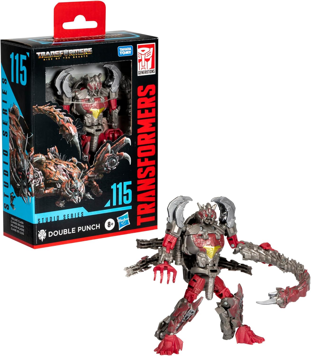 Action figure convertibile Transformers Toys Studio Series Deluxe Class Rise of The Beasts 115 Double Punch da 4,5 pollici, 8