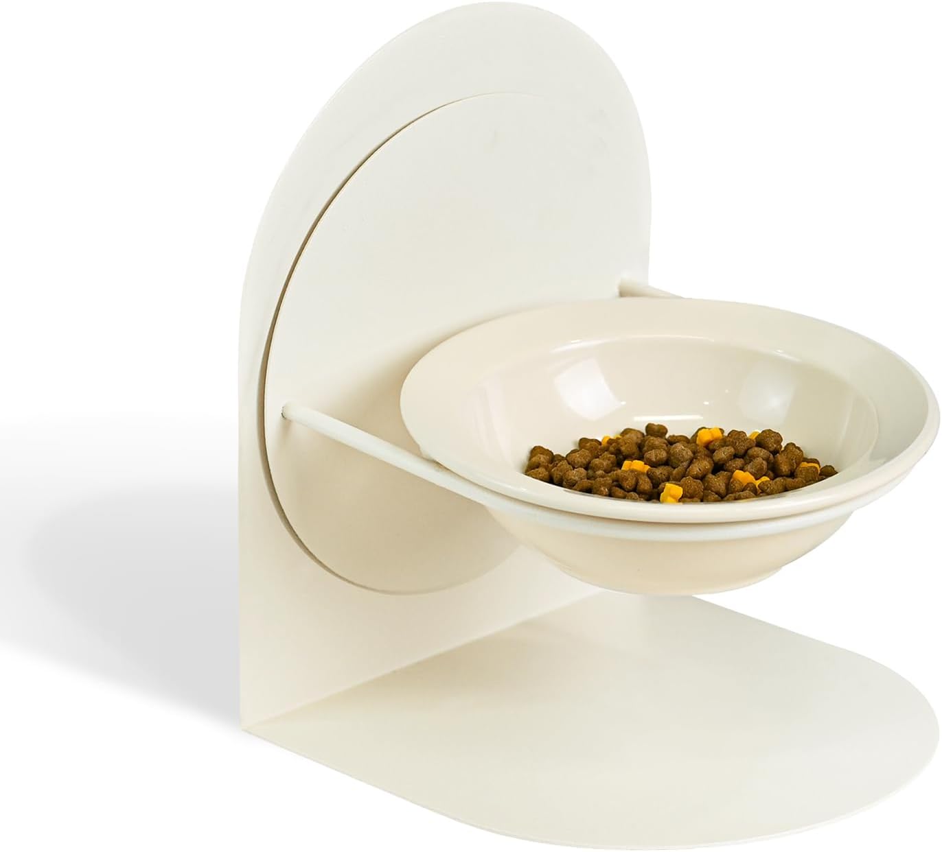 Cuenco elevado e inclinado para gatos de interior para gatos de interior, cuenco de comida para gatos de cerámica elevado con soporte de metal, antideslizante y antiderrames, cuenco de comida para gatos