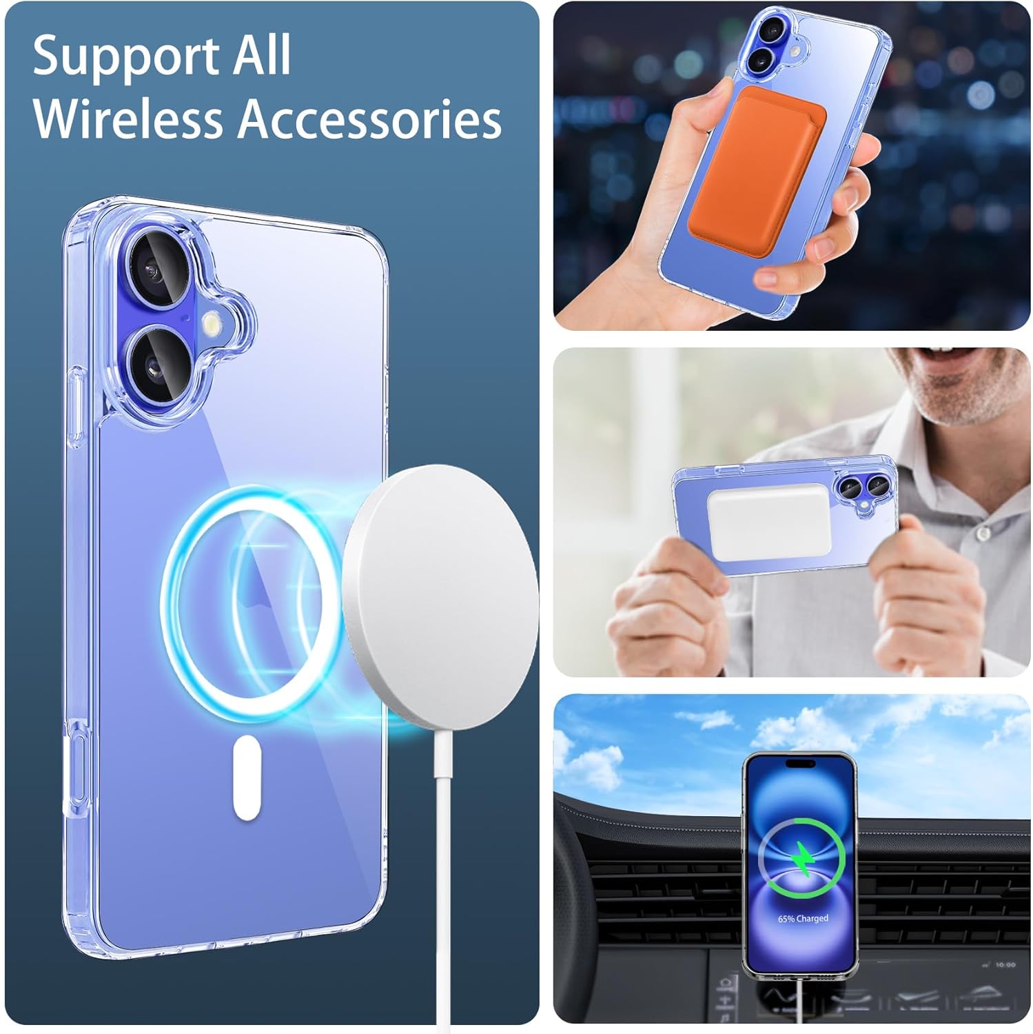 Magnetic Case for iPhone 16 Plus Case 6.7-Inch, Compatible with MagSafe Wireless Charging, Transparent Anti-Scratch Back Shockproof Slim Thin Phone Case Cover · v4