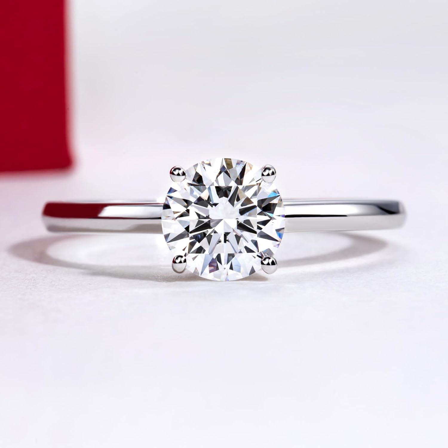 IGI 1ct D Color VVS Lab Grown Diamond Engagement Ring, 14K Solid White Gold · v5