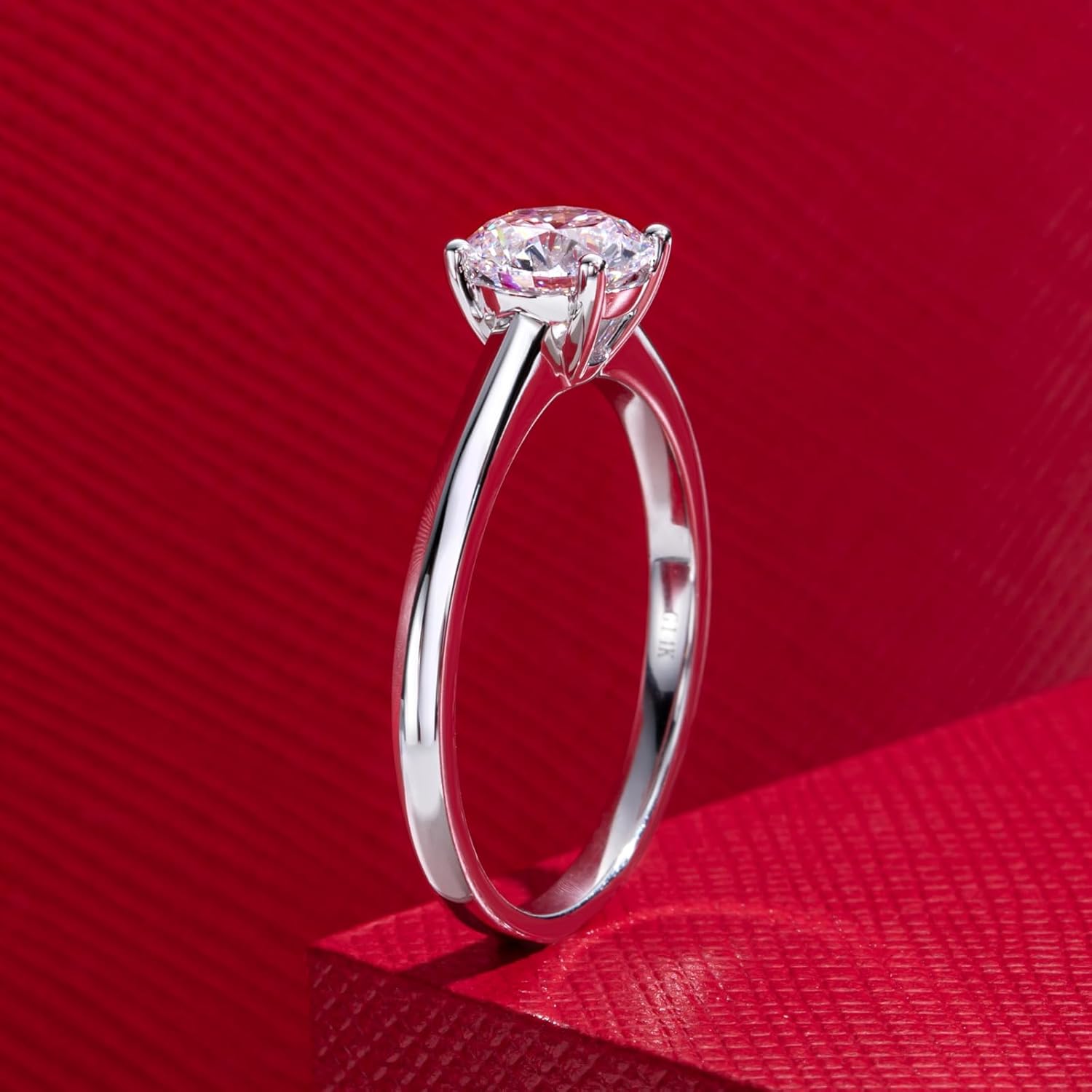 IGI 1ct D Color VVS Lab Grown Diamond Engagement Ring, 14K Solid White Gold · v5