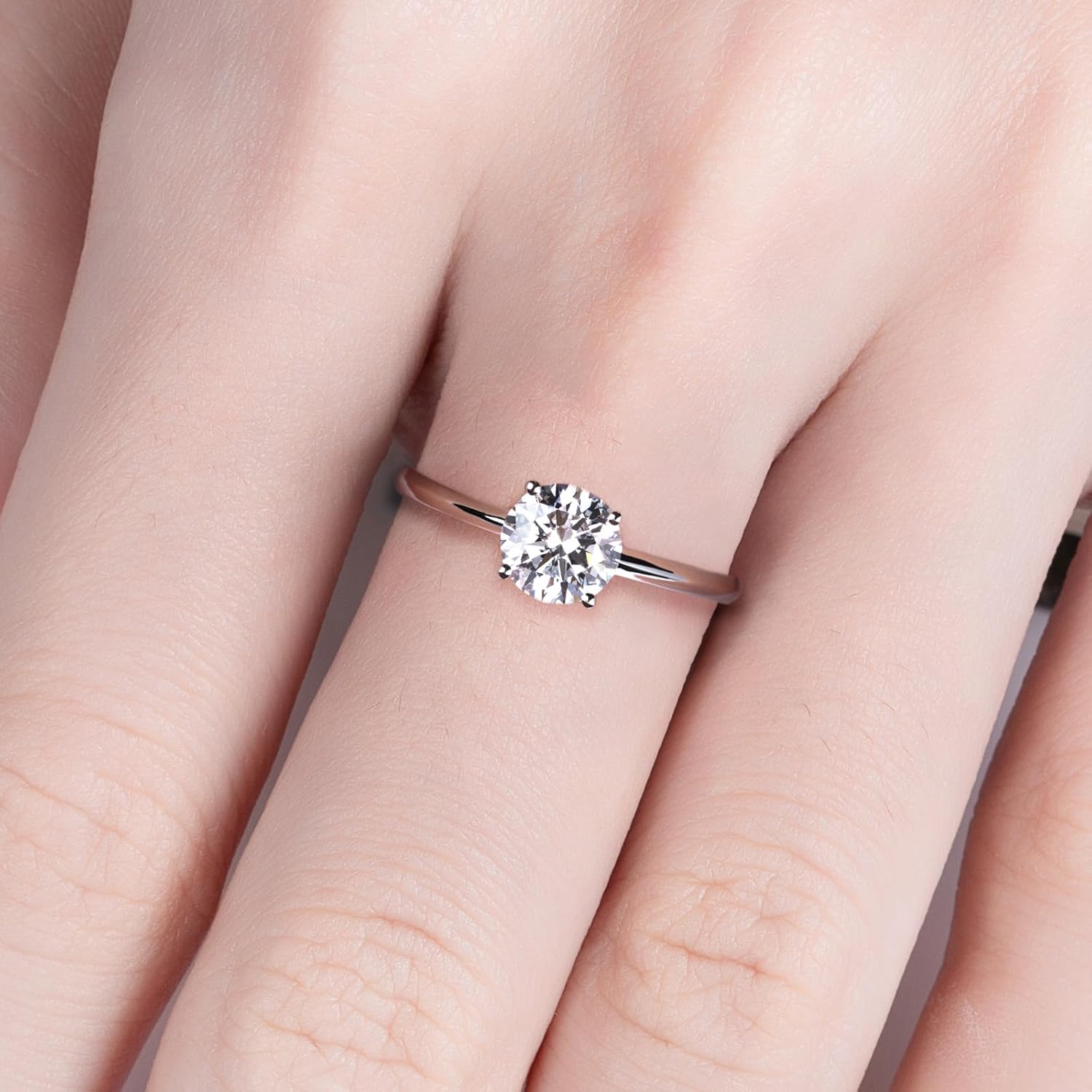 IGI 1ct D Color VVS Lab Grown Diamond Engagement Ring, 14K Solid White Gold · v5