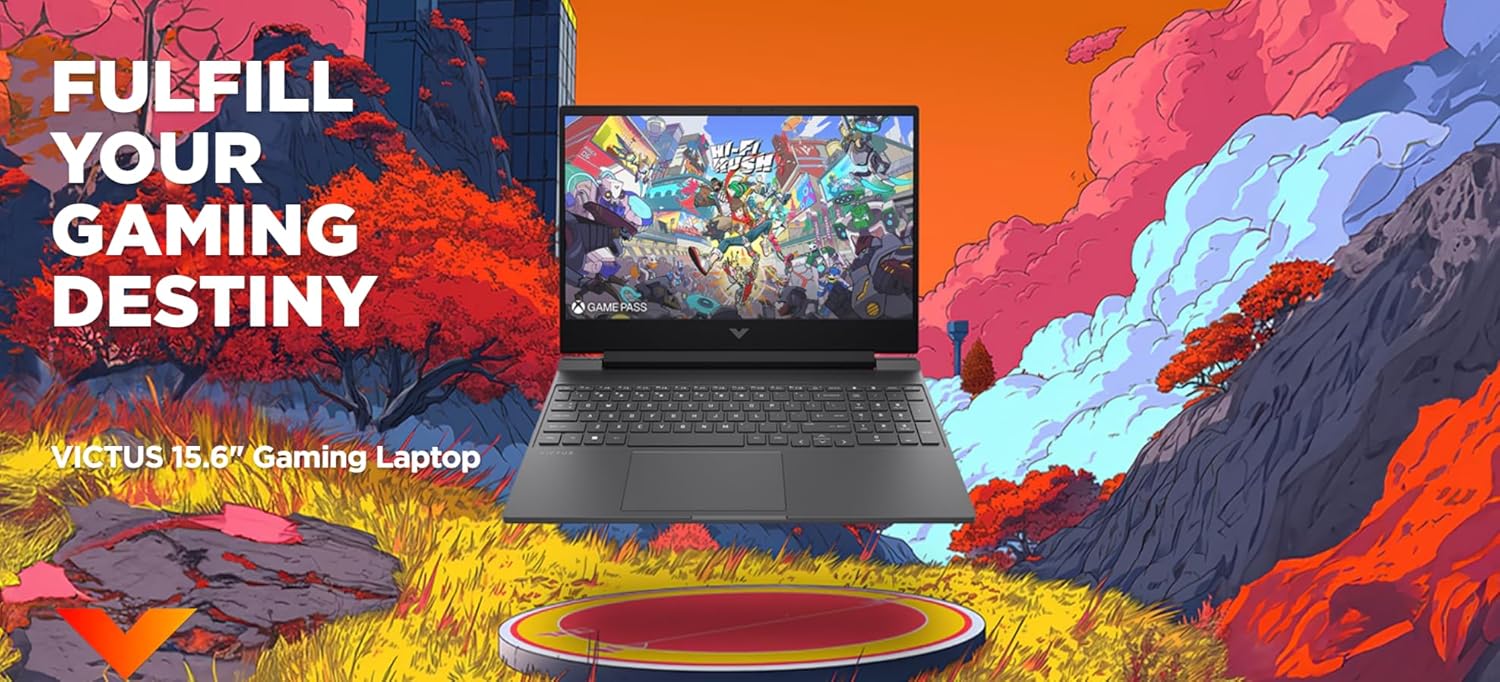 كمبيوتر محمول للألعاب HP Victus، شاشة 15.6 بوصة FHD IPS 144 هرتز، AMD Ryzen 5-8645HS، NVIDIA GeForce RTX 4050، Wi-Fi 6، لوحة مفاتيح بإضاءة خلفية، نظام التشغيل Windows 11 Home، مع لوحة ماوس (ذاكرة وصول عشوائي 16 جيجابايت | SSD PCIe سعة 1 تيرابايت)