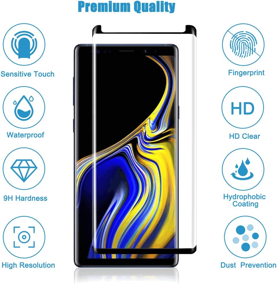 Ochraniacz ekranu Galaxy Note 9, 3-pakowa osłona ekranu ze szkła hartowanego Note 9【Pakiet 3】Łatwa instalacja, ochraniacz ekranu ze szkła hartowanego o twardości 3D 9H do Samsung Galaxy Note 9
