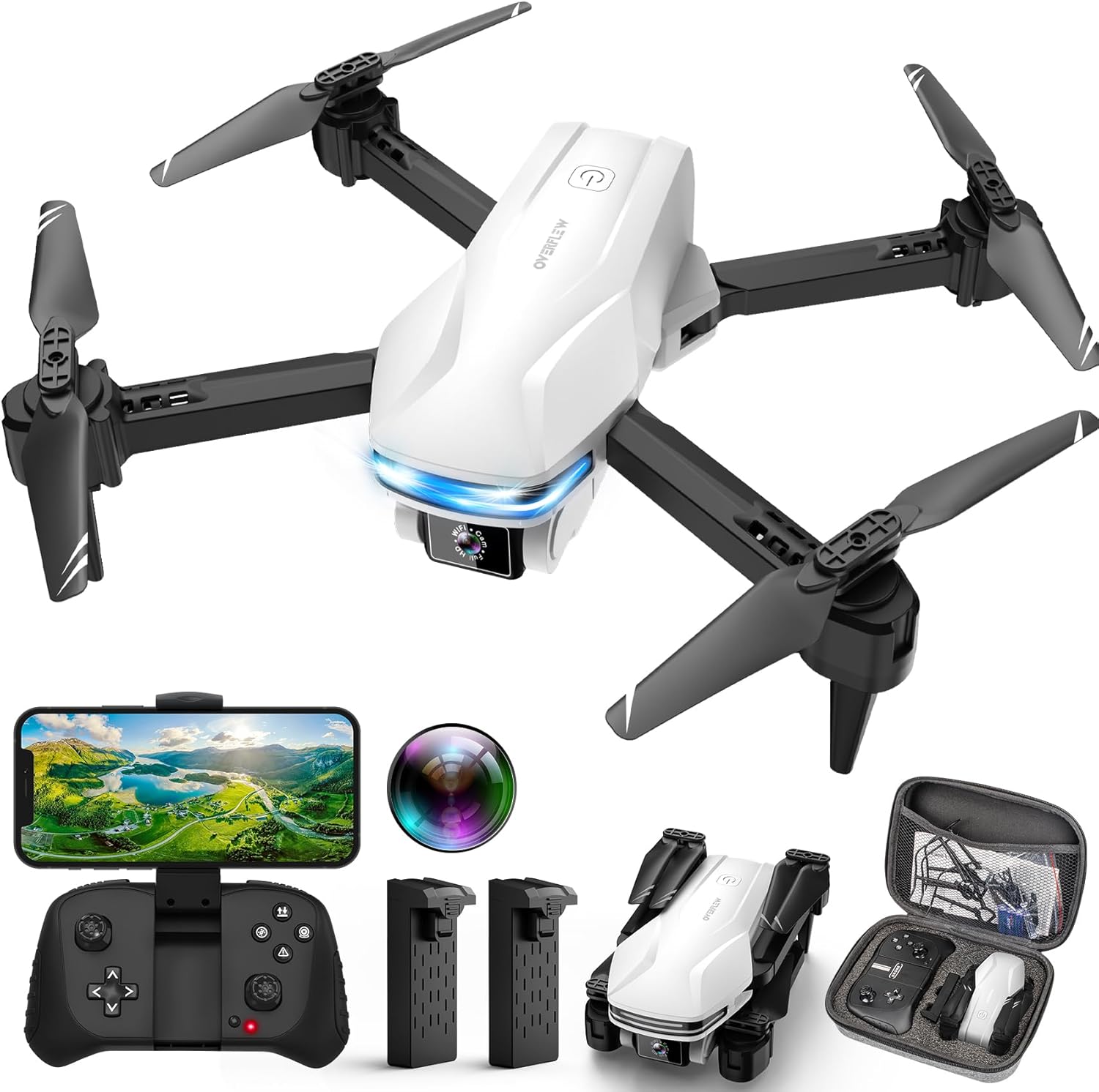 Mini drone con fotocamera con posizionamento del flusso ottico, selfie con gesti, Waypoint Fly, capovolgimento a 360°, decollo/atterraggio con un tasto, modalità a 3 velocità, droni per ragazzi e ragazze Drone per adulti/bambini/principianti