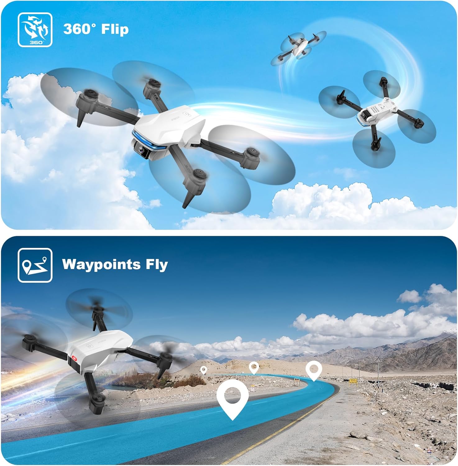 Mini Drone with Camera with Optical Flow Positioning, Gestures Selfie, Waypoint Fly, 360° Flip, One Key Take Off/Land, 3 Speed Mode, Drones for Boys and Girls Drone for Adults/Kids/Beginners · v4