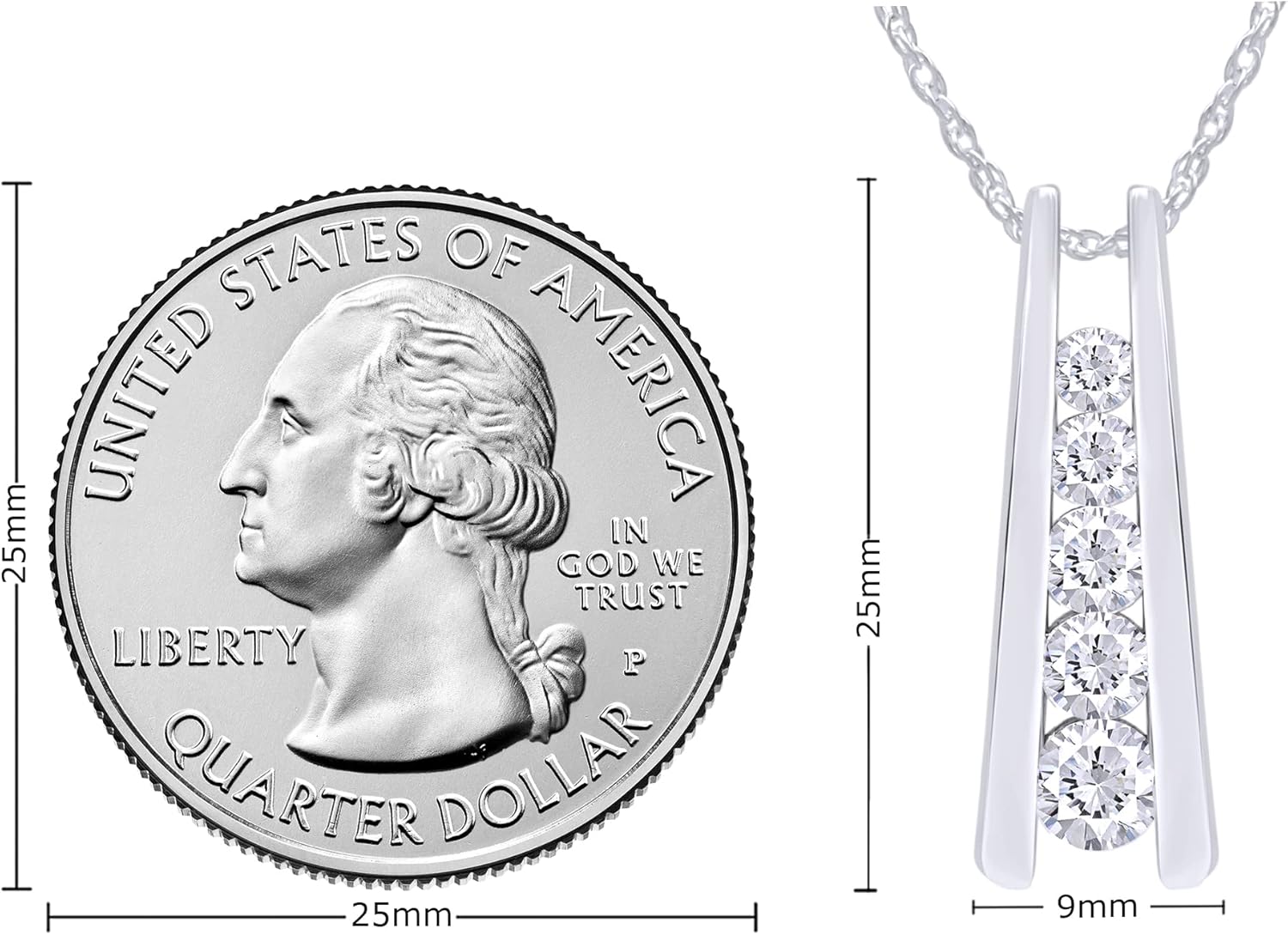 SAVEARTH DIAMONDS 1,25 Karat, im Labor hergestellter Moissanite, im Labor gewachsener Diamant, Fünf-Stein-Journey Bar-Anhänger, aus 14-karätigem Gold, Schmuck aus Sterlingsilber, mit 18er Kette, Geschenk für sie