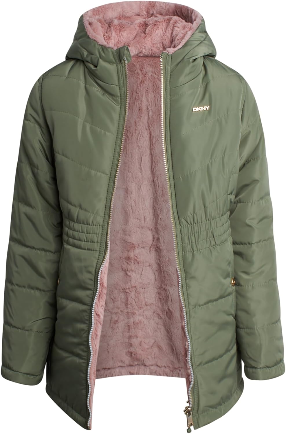 DKNY Girls’ Jacket – Reversible Heavyweight Quilted Parka Coat with Sherpa Lining – Reversible Jacket for Girls (4-16)