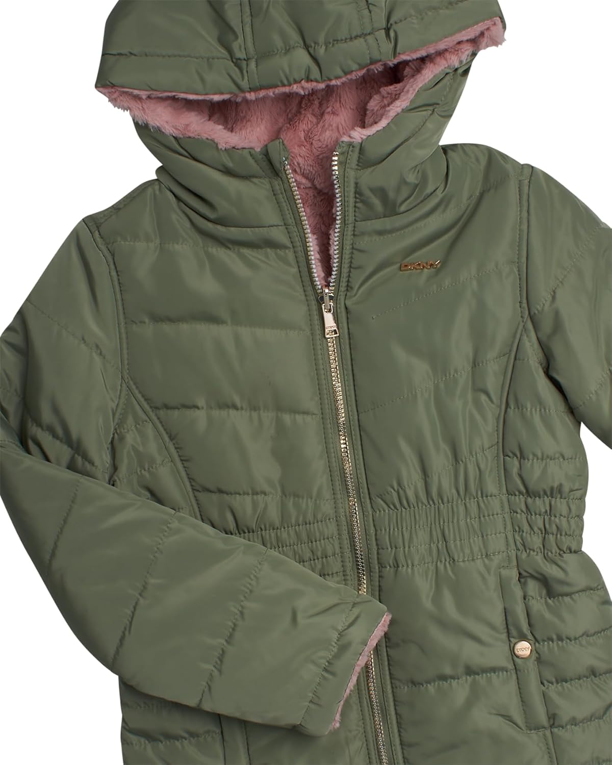 DKNY Girls’ Jacket – Reversible Heavyweight Quilted Parka Coat with Sherpa Lining – Reversible Jacket for Girls (4-16)