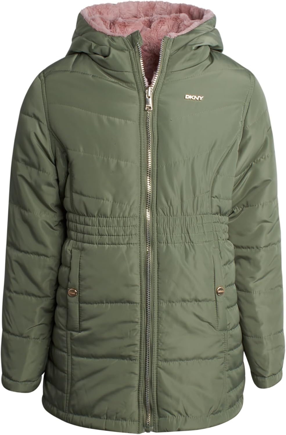 DKNY Girls’ Jacket – Reversible Heavyweight Quilted Parka Coat with Sherpa Lining – Reversible Jacket for Girls (4-16)