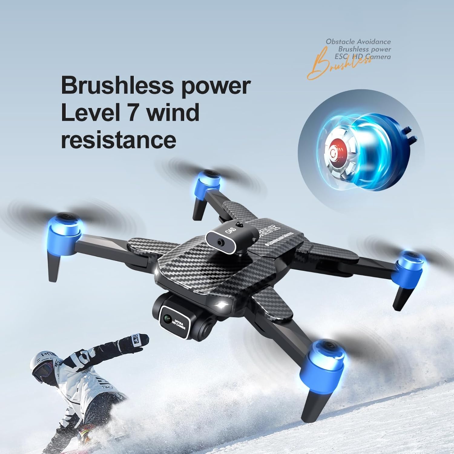 Droni pieghevoli FPV HD 1080P con motori brushless, quadricotteri RC Wi-Fi con regolazione dell'altezza, giroscopio a sei assi, fotografia controllata dai gesti, registrazione video, modalità senza testa, arresto di emergenza, volo traiettorio, rilevamento della gravità e fotografia automatica, progettati per principianti e bambini (tempo di volo: 60 minuti)