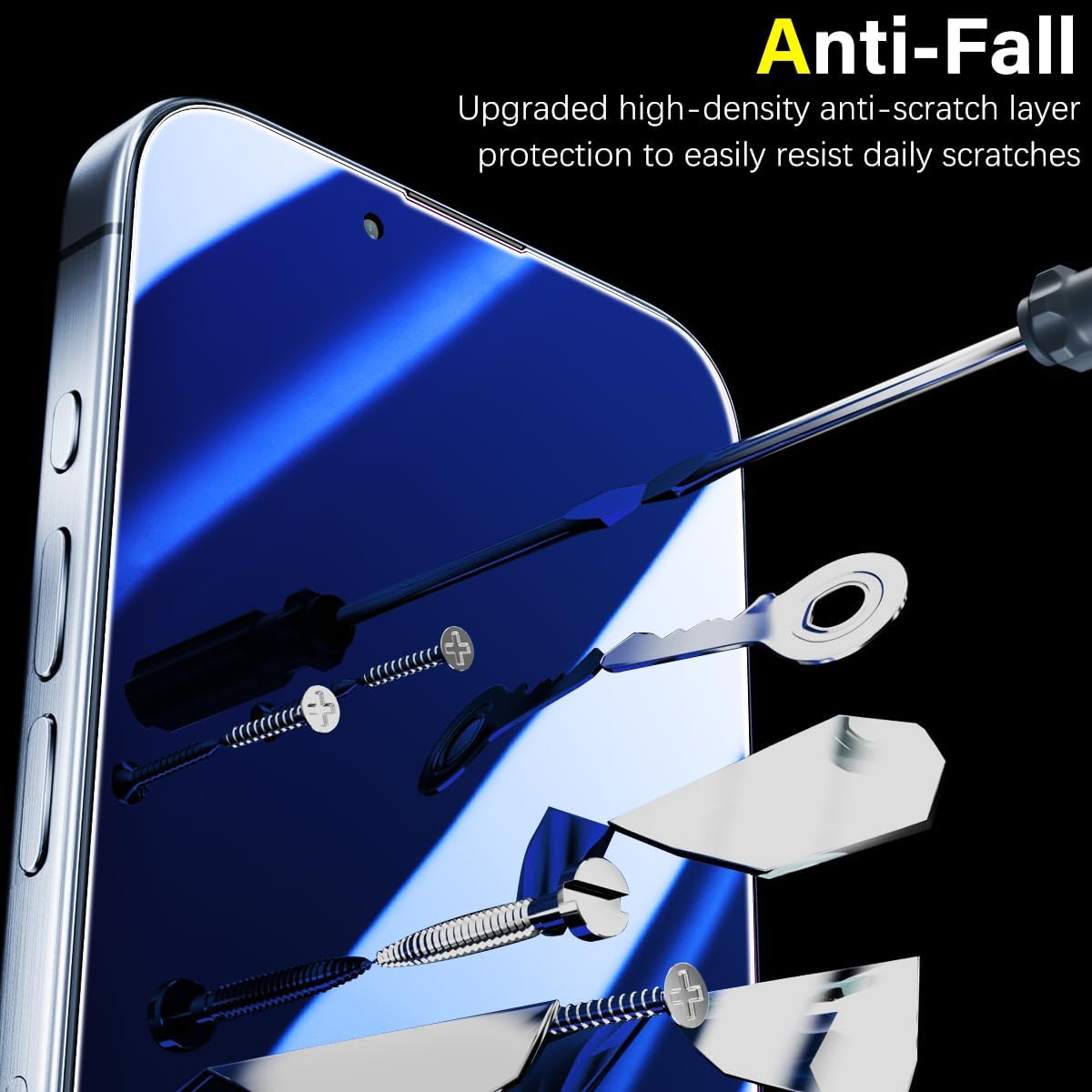 HPTech (2 Pack Privacy Screen Protector for iPhone 13/13 Pro/iPhone 14 Anti-Spy Tempered Glass, Full Coverage Anti-Blue Light Anti-Peeping Film HD Screen Protector Anti-scratch, Blue