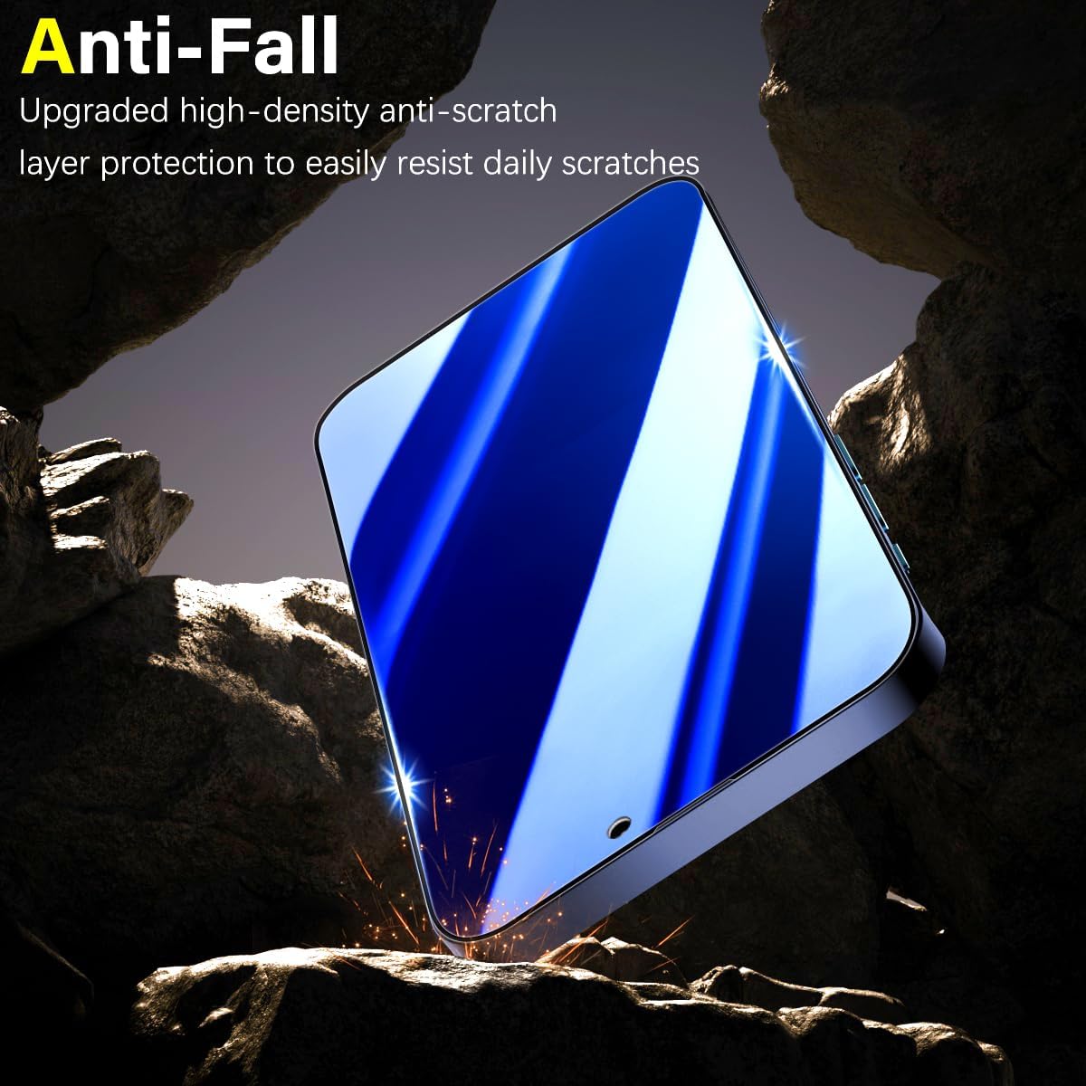 MAYtobe [2-Pack Privacy Screen Protector Designed for iPhone 15 Plus Anti-Blue Light Tempered Glass, Eye Protection, Blue Anti-Spy, Colorful Gradient, Anti-Scratch