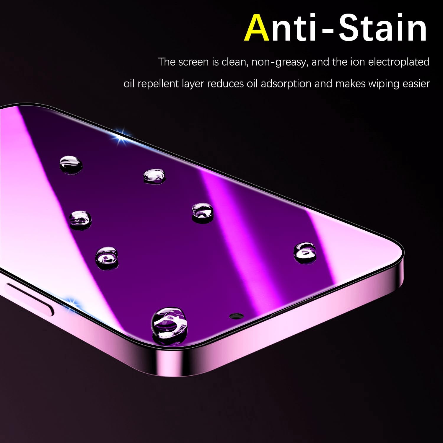MAYtobe [2-Pack Privacy Screen Protector Designed for iPhone 16 Plus Anti-Blue Light Tempered Glass, Purple Anti-Spy, Eye Protection, Colorful Gradient