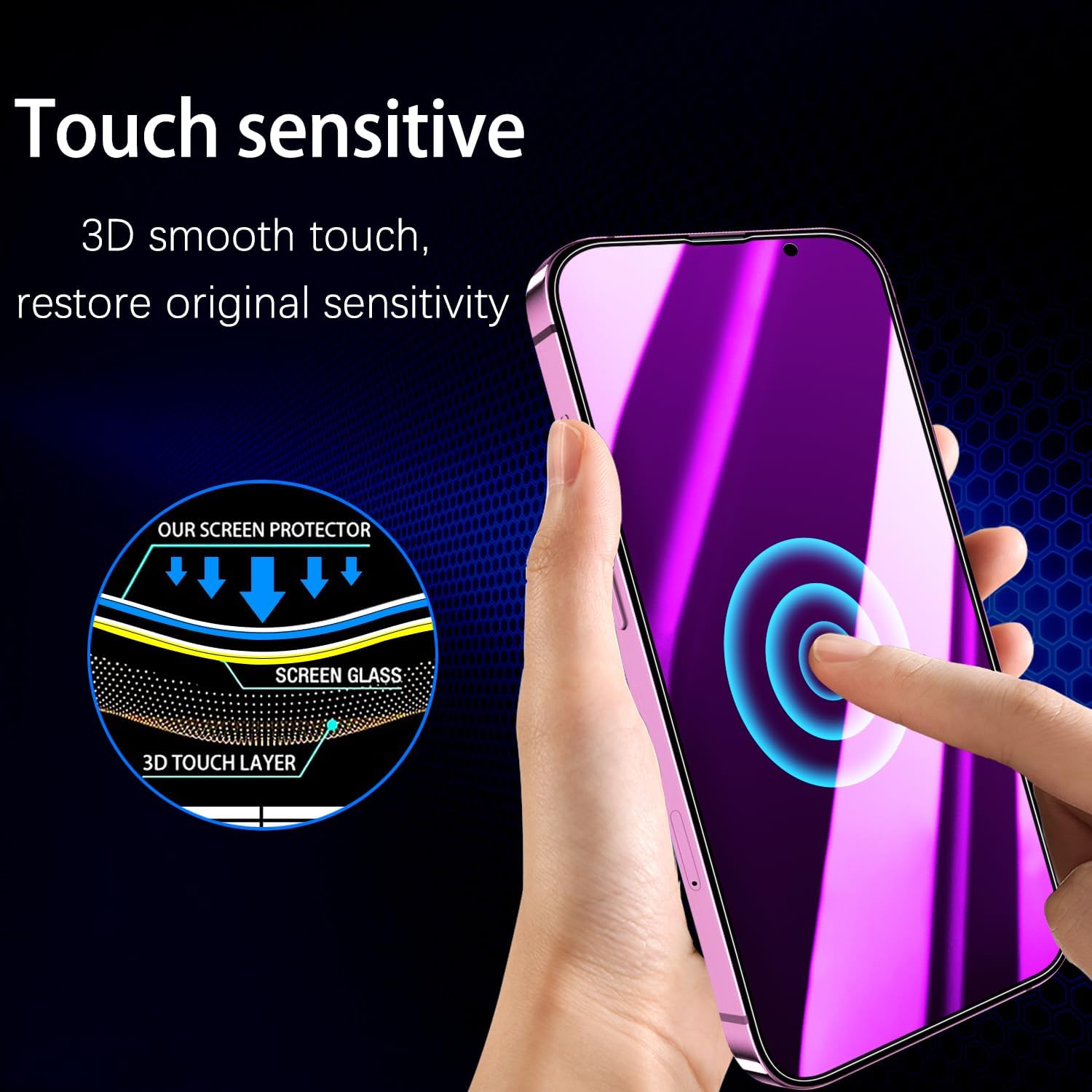 MAYtobe [2-Pack Privacy Screen Protector Designed for iPhone 16 Plus Anti-Blue Light Tempered Glass, Purple Anti-Spy, Eye Protection, Colorful Gradient