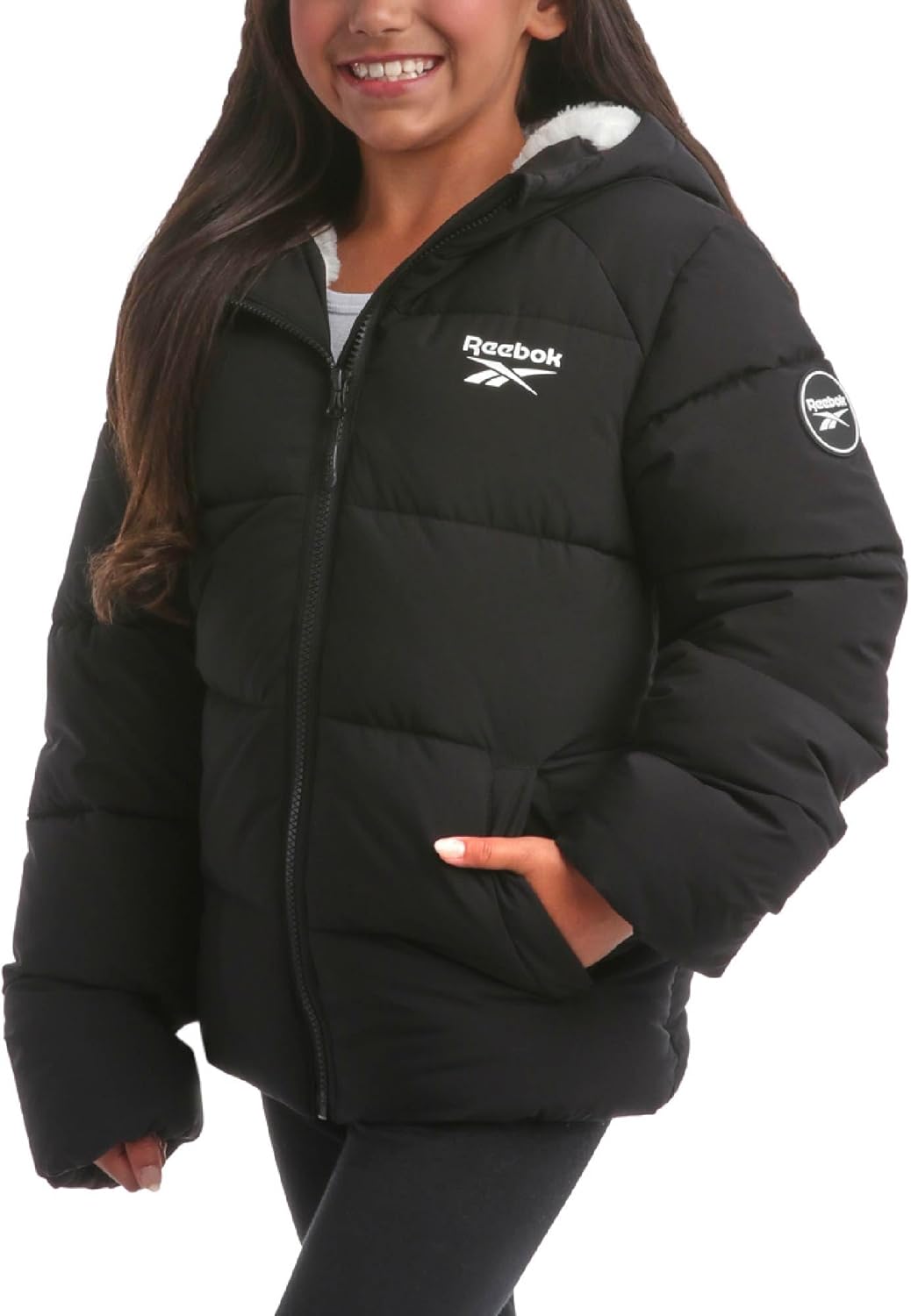 Reebok Girls Winter Jacket – Heavyweight Quilted Puffer Parka Coat – Sherpa Fleece Lined Ski Jacket for Girls (4-16)