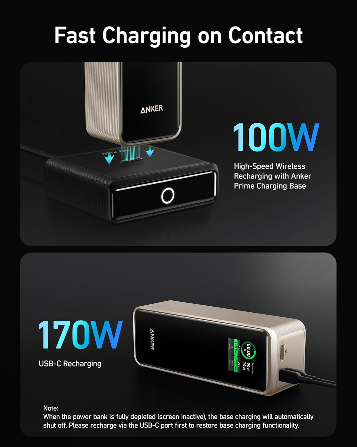 Banque d'alimentation Anker Prime 27 650 mAh (250 W) avec base de chargement de 100 W, chargeur portable 3 en 1 pour iPhone, batterie externe 10 000 mAh avec câble USB-C intégré et prise secteur pliable