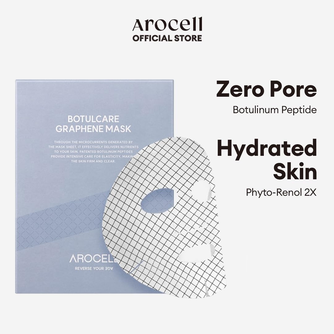 AROCELL Botulcare Graphene Mask 5 Facial Sheet Microcurrent Masks Moisturizing Hydrating Elasticity Pore Minimizing Hyaluronic Acid Panthenol Korean Skincare · v4