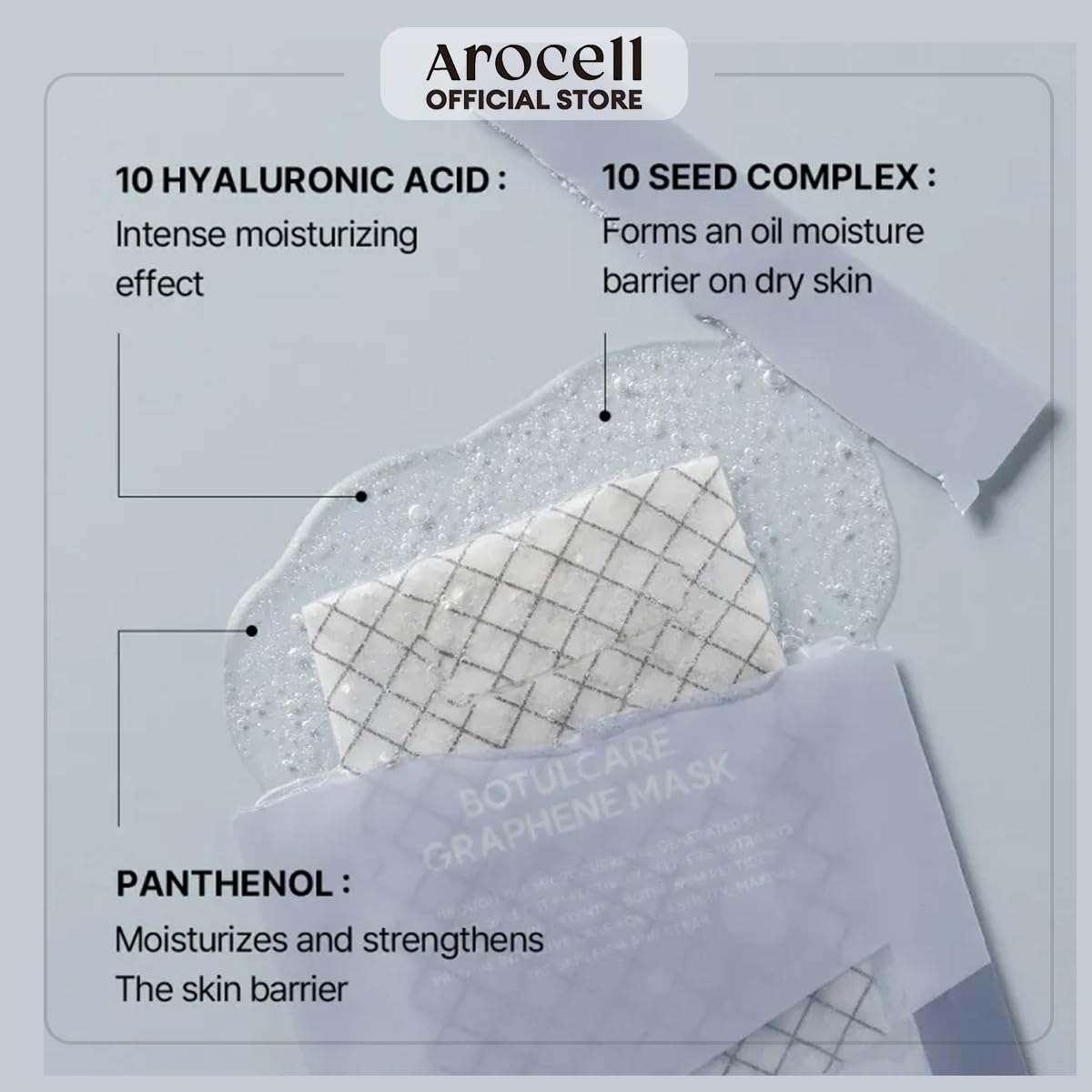 AROCELL Botulcare Graphene Mask 5 Facial Sheet Microcurrent Masks Moisturizing Hydrating Elasticity Pore Minimizing Hyaluronic Acid Panthenol Korean Skincare · v4