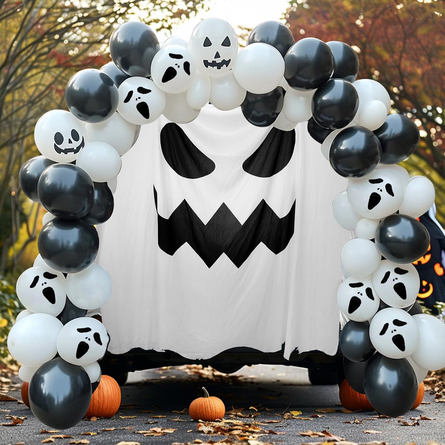 Juome Halloween Trunk or Treat Car Decorations Kit for SUV - Ghost Balloons and Banner Kits for Halloween Car Decorations Accessories Garage Outdoor Archway Decor, Halloween Party Decorations Supplies · v5