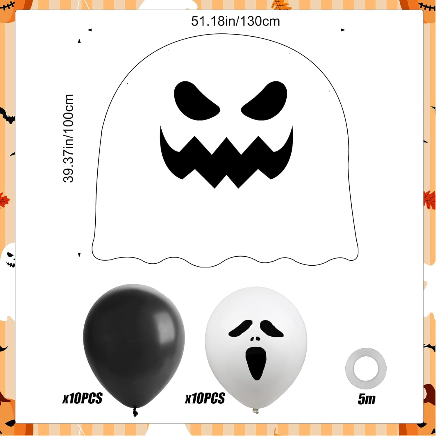 Juome Halloween Trunk or Treat Car Decorations Kit for SUV - Ghost Balloons and Banner Kits for Halloween Car Decorations Accessories Garage Outdoor Archway Decor, Halloween Party Decorations Supplies · v5