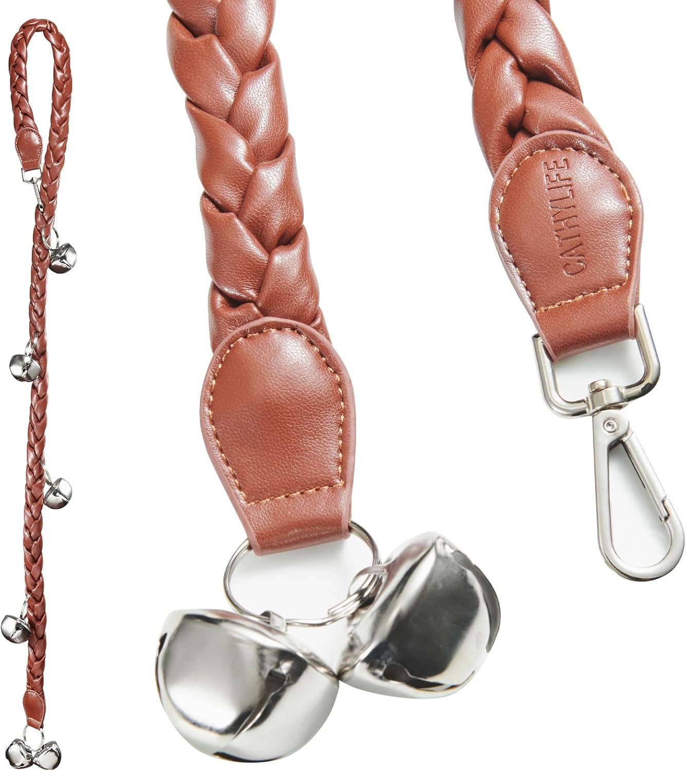 Dog Doorbells for Potty Training, PU Leather Puppy Door Bells, Hand-Woven Dog Bells for Dog Training, Extra Loud Bells for Door Knob, Ring to Go Outside Doggie Pet Supplies. (Brown Twist) · v5