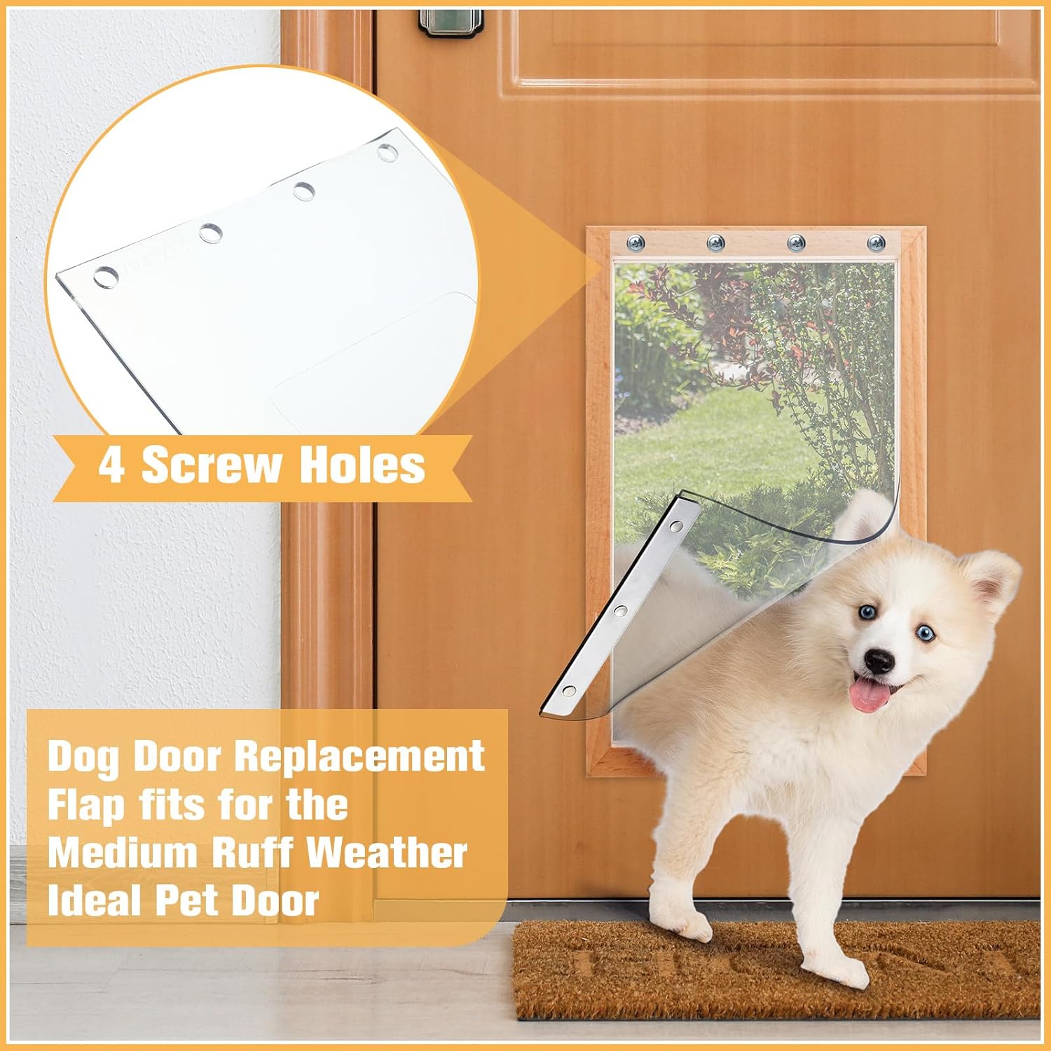 2 Pcs Dog Door Replacement Flaps Compatible with Ideal Ruff Weather Dog Door Model DSRWM 7.25 x 13 Inch M Clear Weatherproof Pet Dog Door Flap Home Supplies, Easy to Install · v2