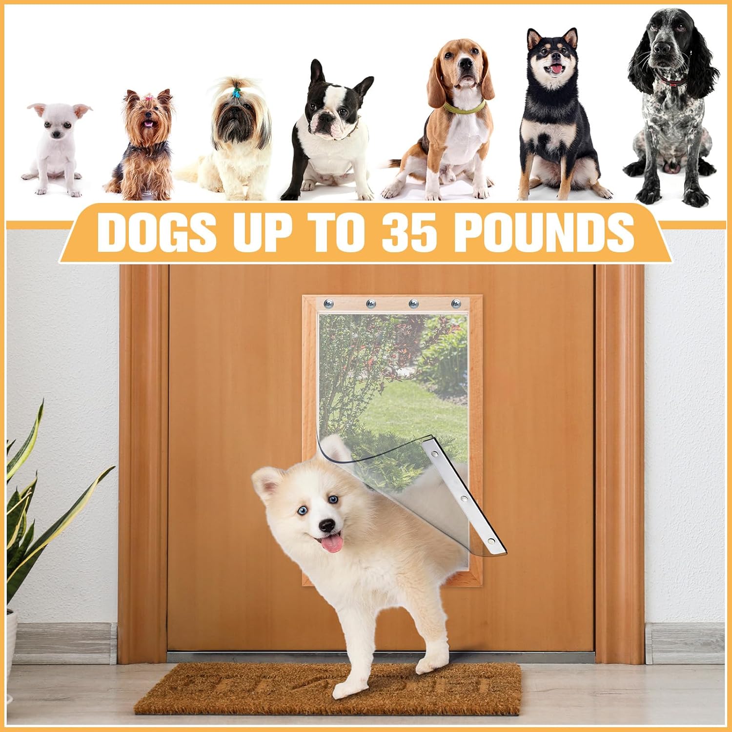 2 Pcs Dog Door Replacement Flaps Compatible with Ideal Ruff Weather Dog Door Model DSRWM 7.25 x 13 Inch M Clear Weatherproof Pet Dog Door Flap Home Supplies, Easy to Install · v2