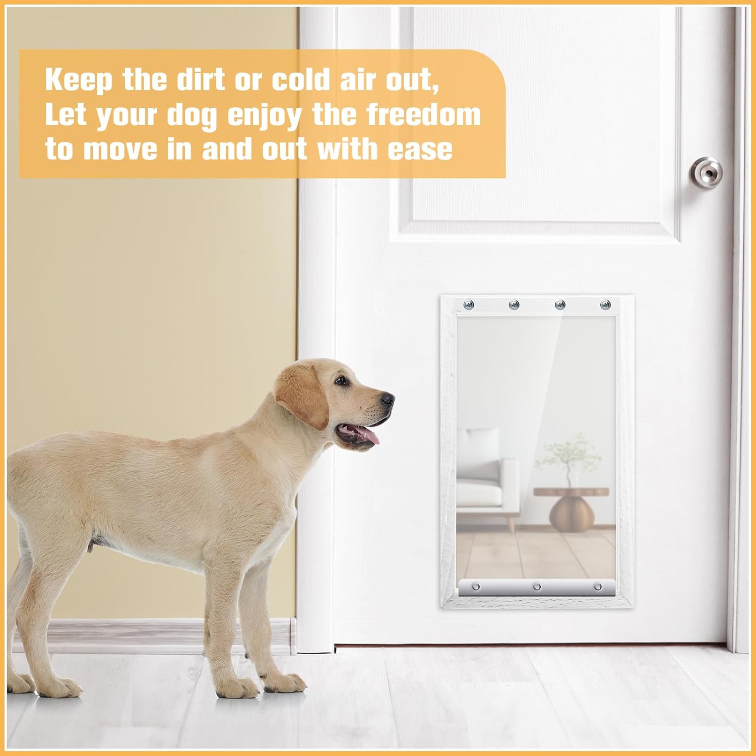 2 Pcs Dog Door Replacement Flaps Compatible with Ideal Ruff Weather Dog Door Model DSRWM 7.25 x 13 Inch M Clear Weatherproof Pet Dog Door Flap Home Supplies, Easy to Install · v2